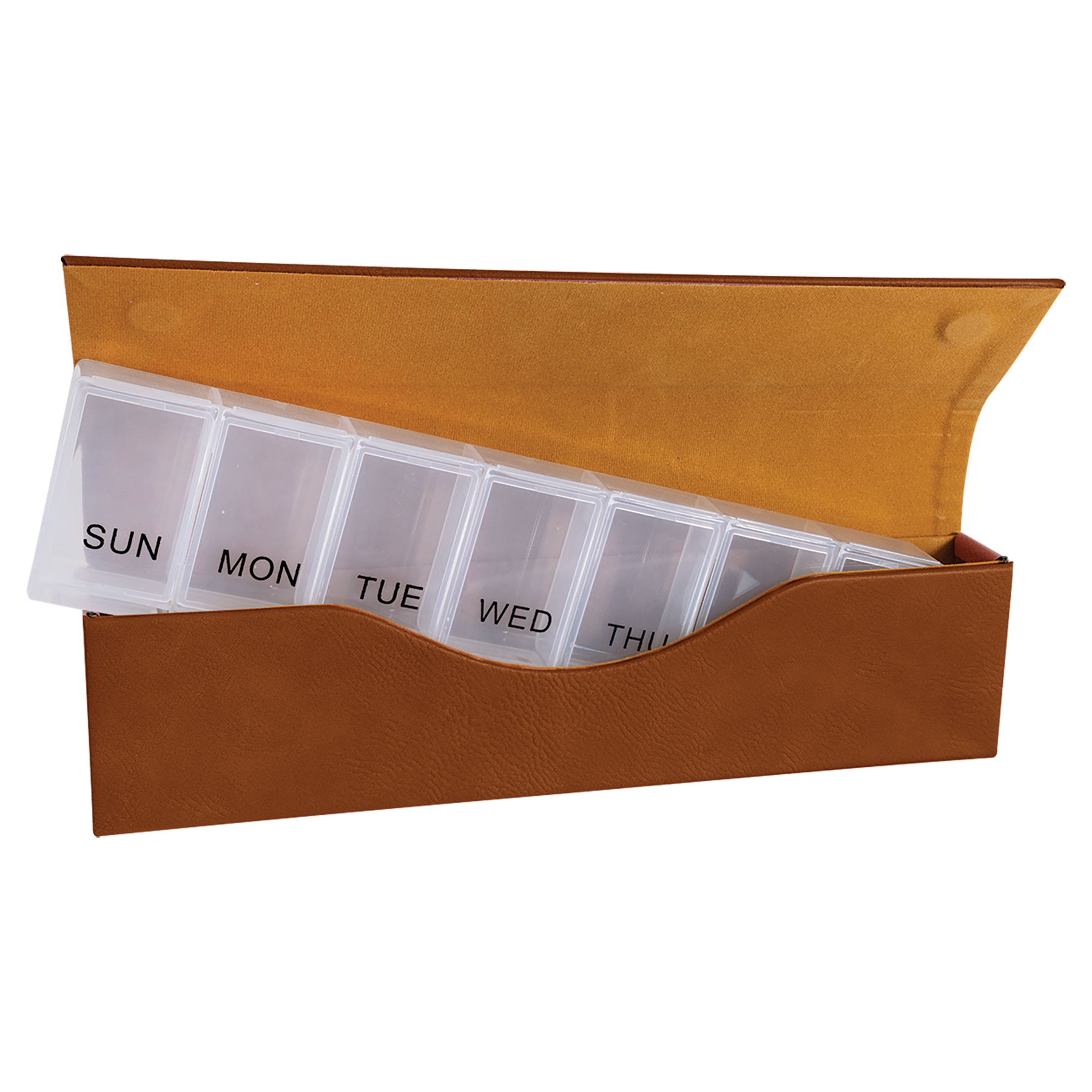 Laserable Leatherette Pill Box with Day of the Week Organizer