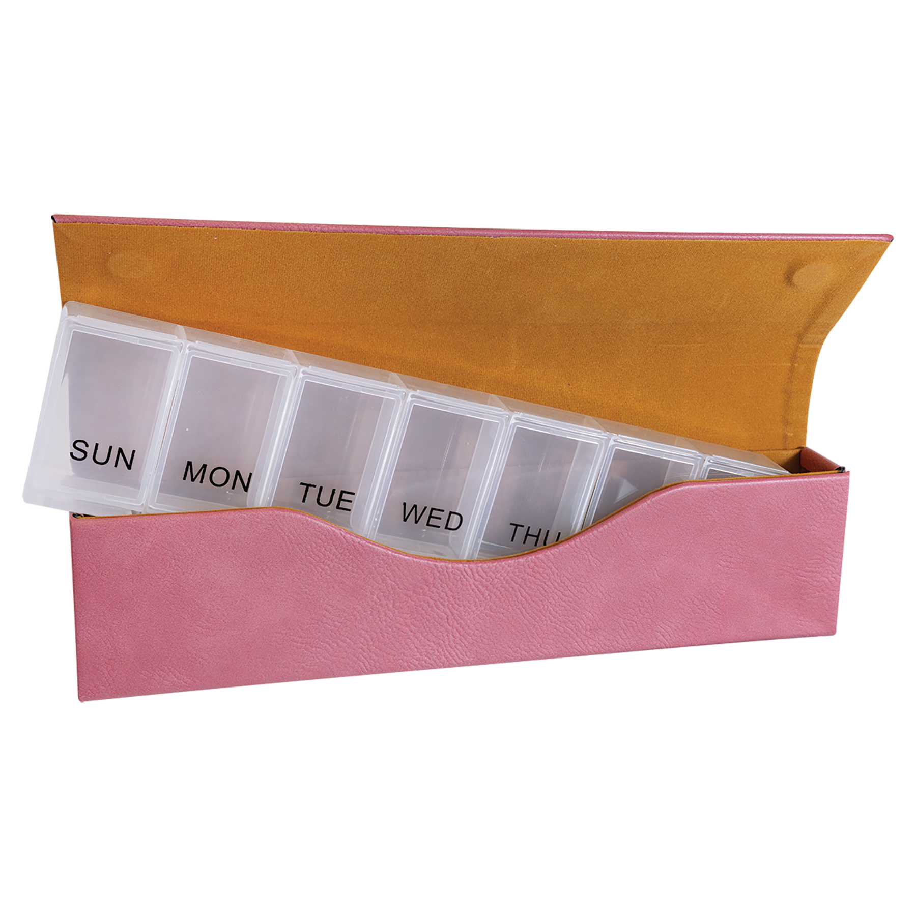 Laserable Leatherette Pill Box with Day of the Week Organizer