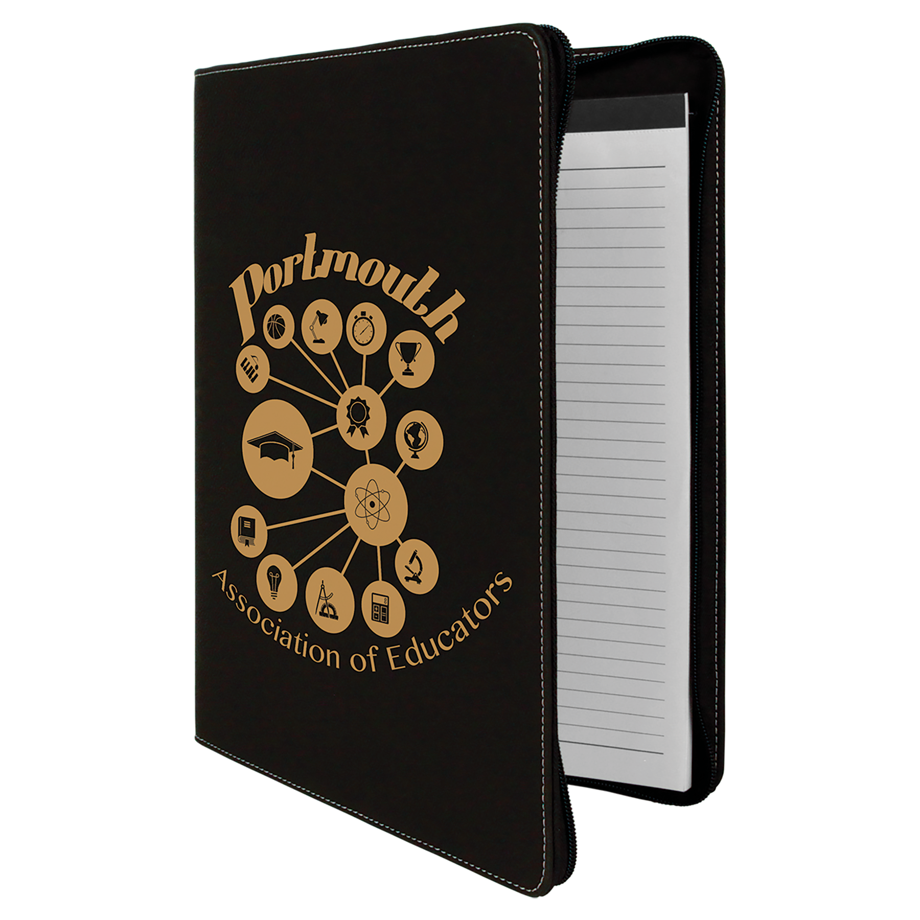 Laserable Leatherette Portfolio with Zipper