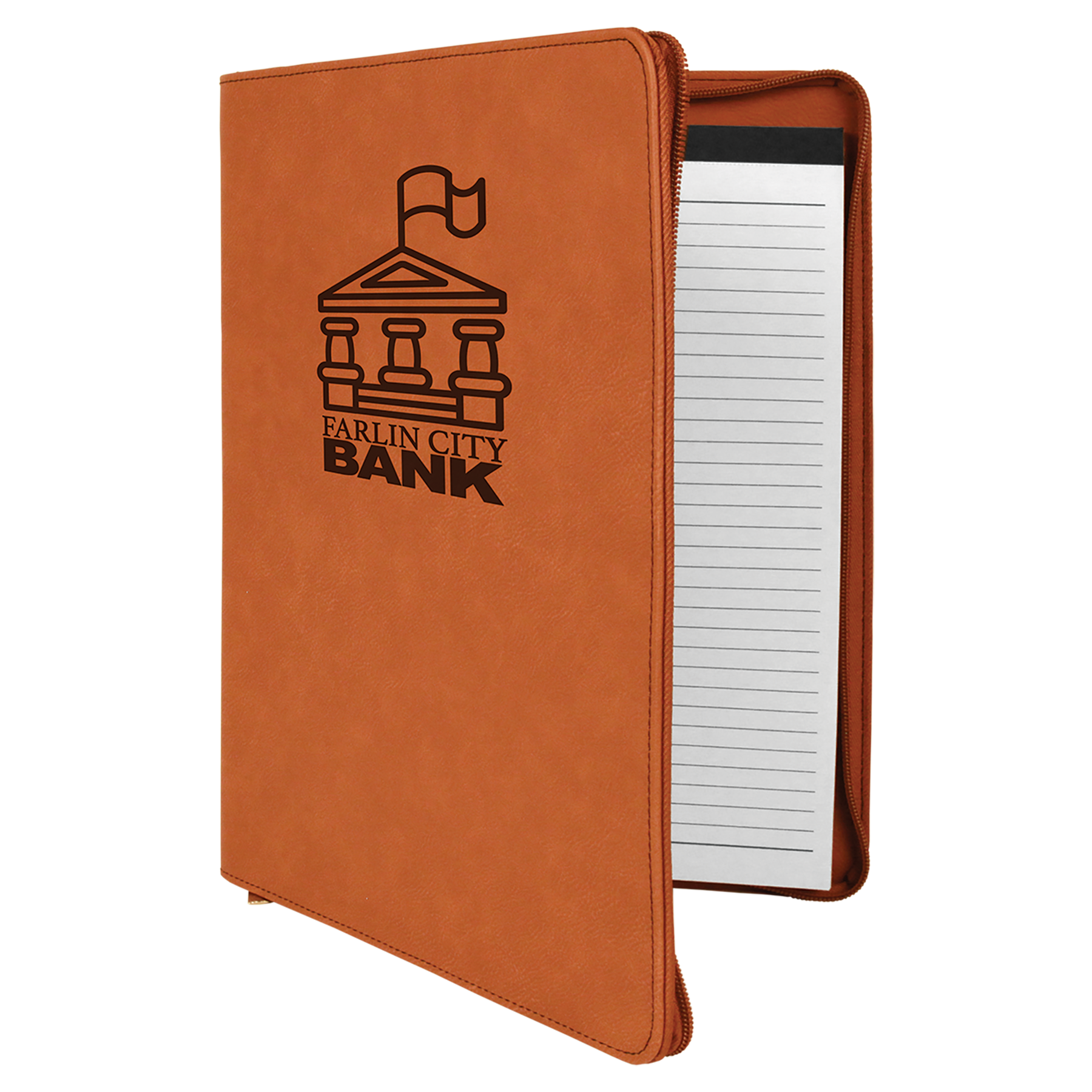 Laserable Leatherette Portfolio with Zipper