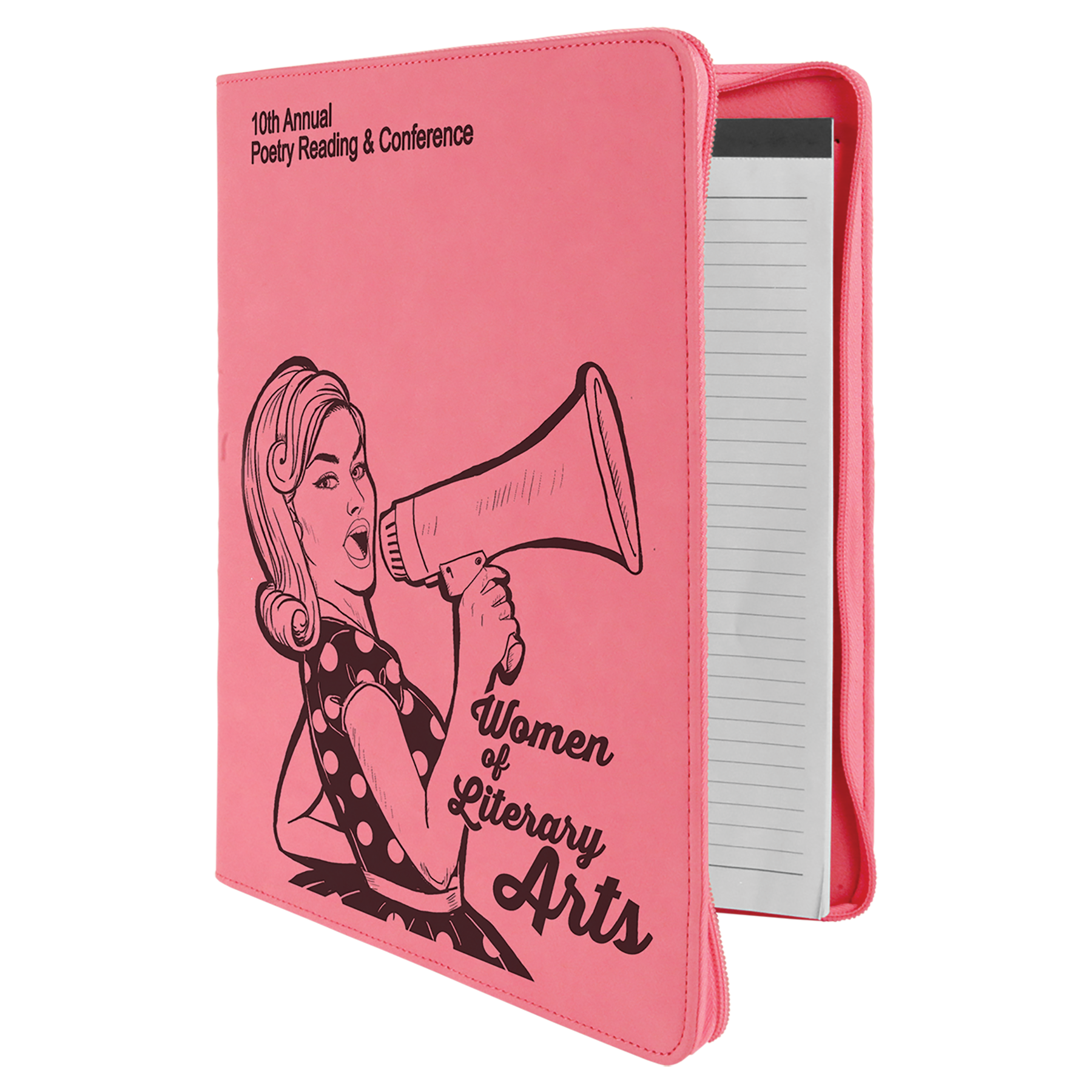 Laserable Leatherette Portfolio with Zipper