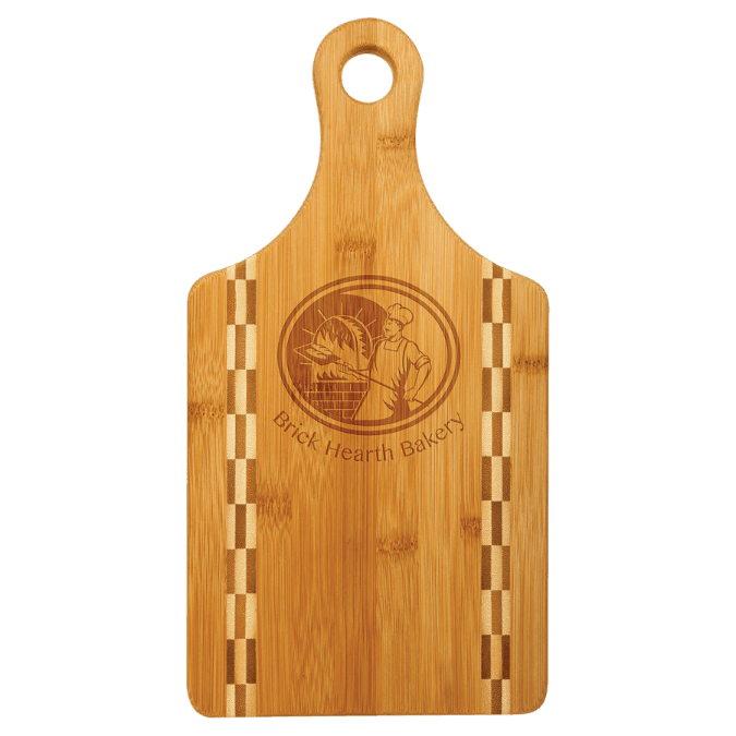 Bamboo Paddle Cutting Board with Butcher Block Inlay