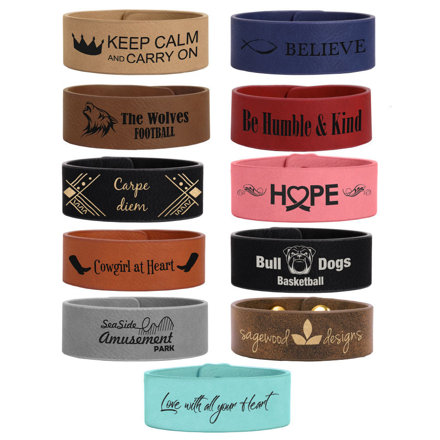 Laserable Leatherette Cuff Bracelets