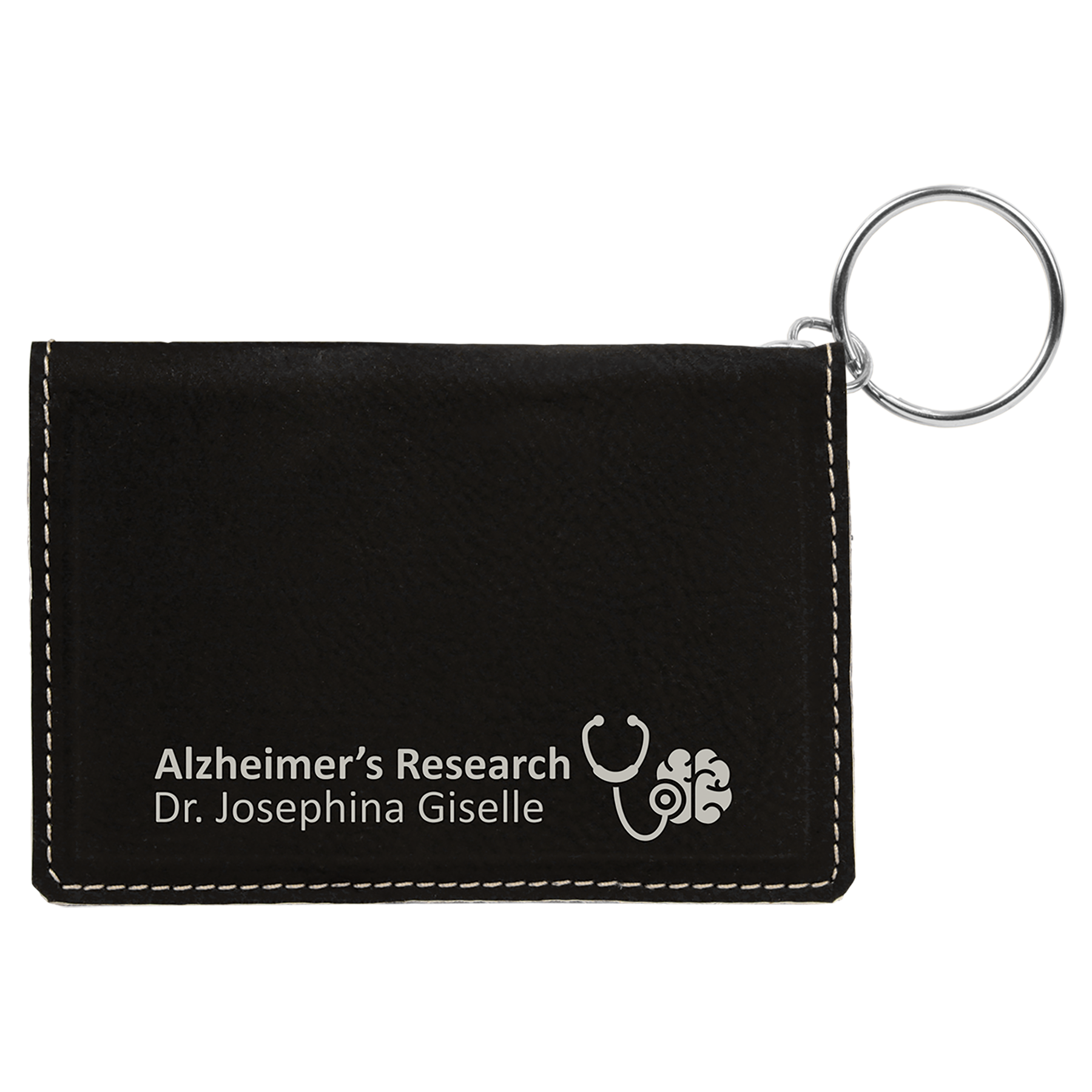 Leatherette ID Holder Keychain
