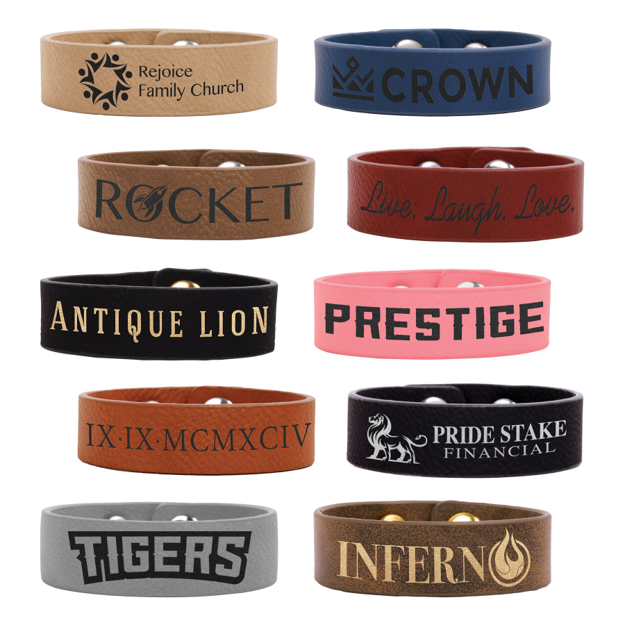 Laserable Leatherette Cuff Bracelets