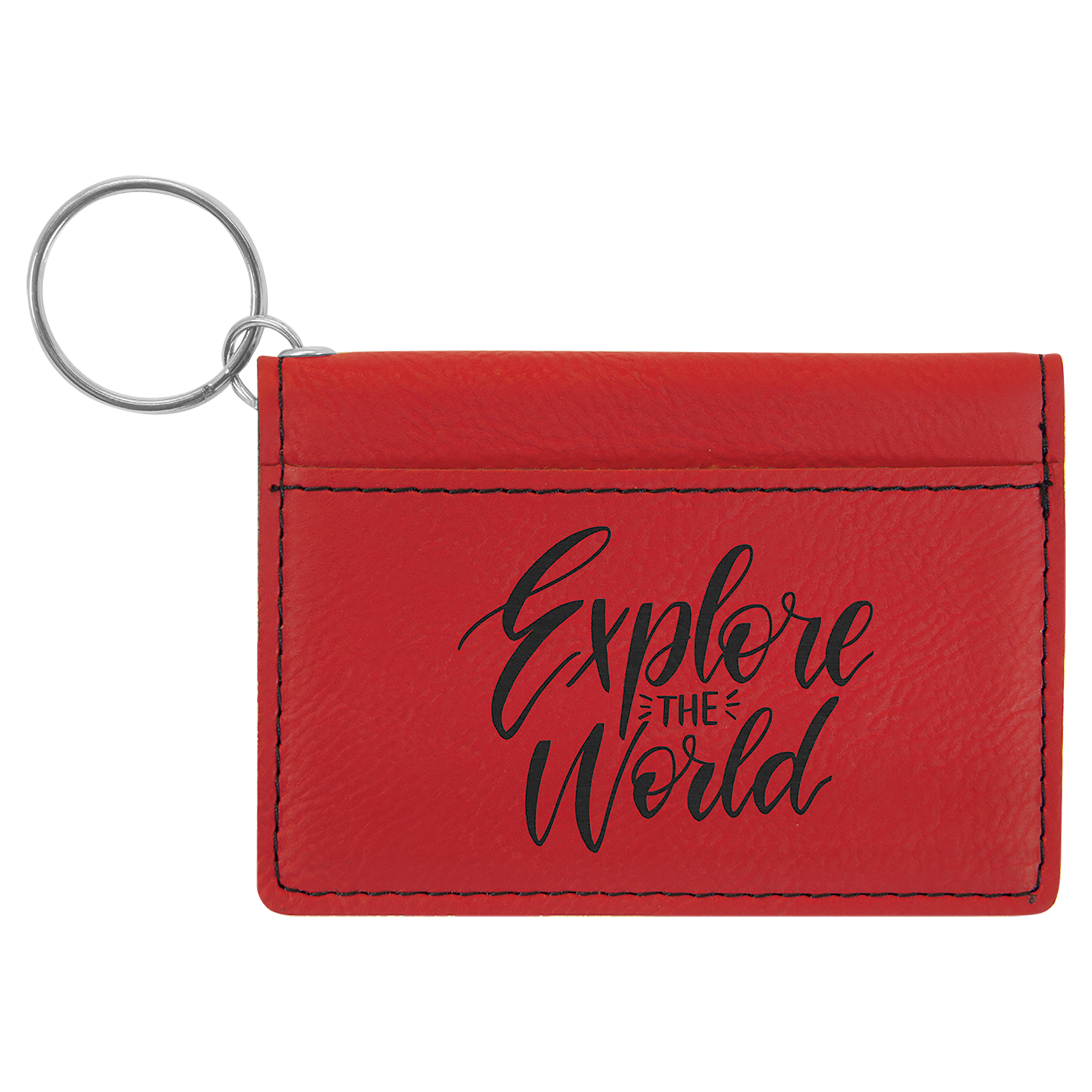 Leatherette ID Holder Keychain