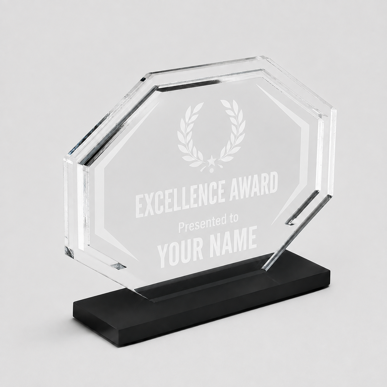 Octagon Acrylic Award with Black Base