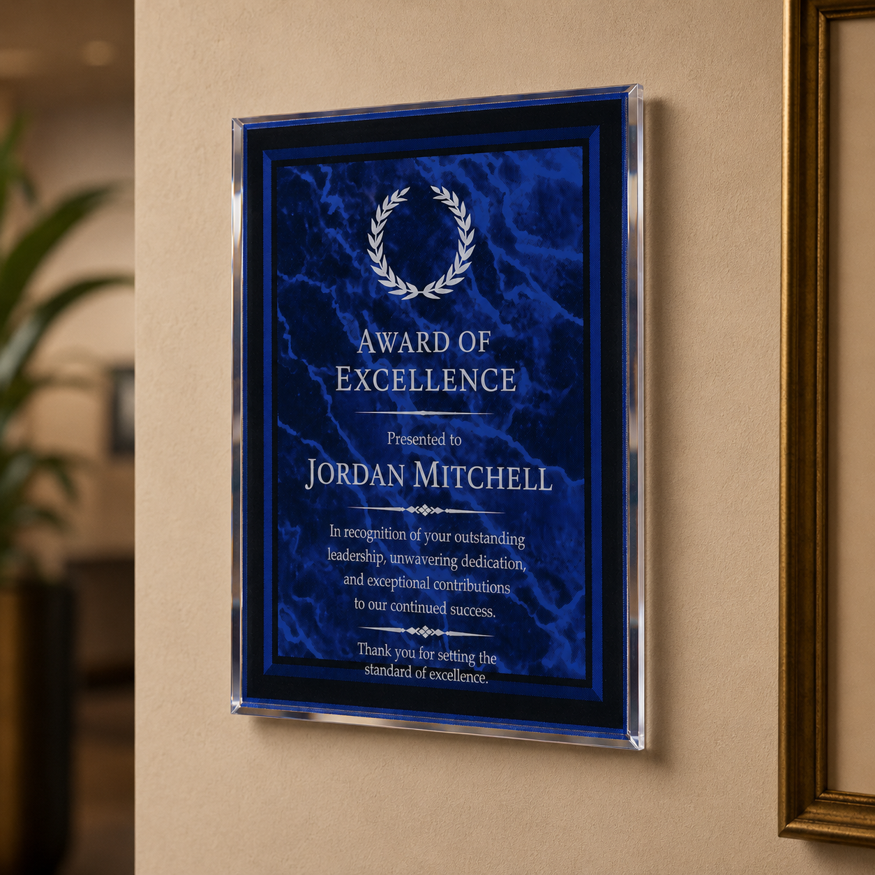 Marble Border Clear Acrylic Plaque