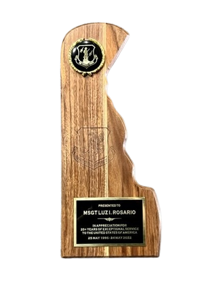 Delaware-Shaped Walnut Plaque With Plate