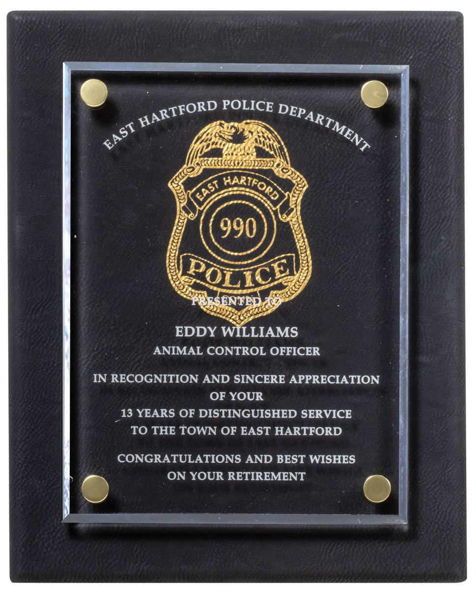 Leatherette Plaque with Raised Acrylic