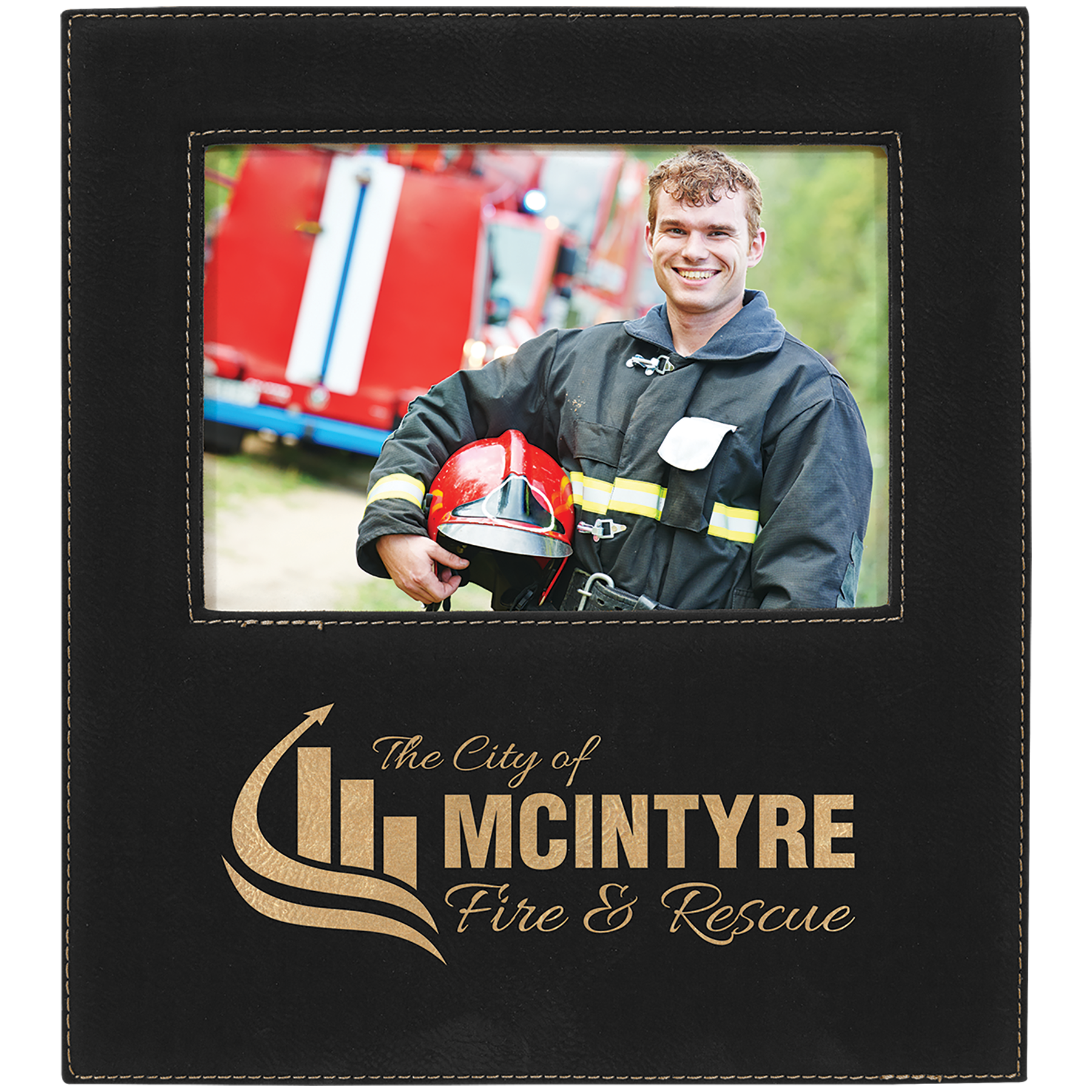 Leatherette Picture Frame with Large Engraving Area