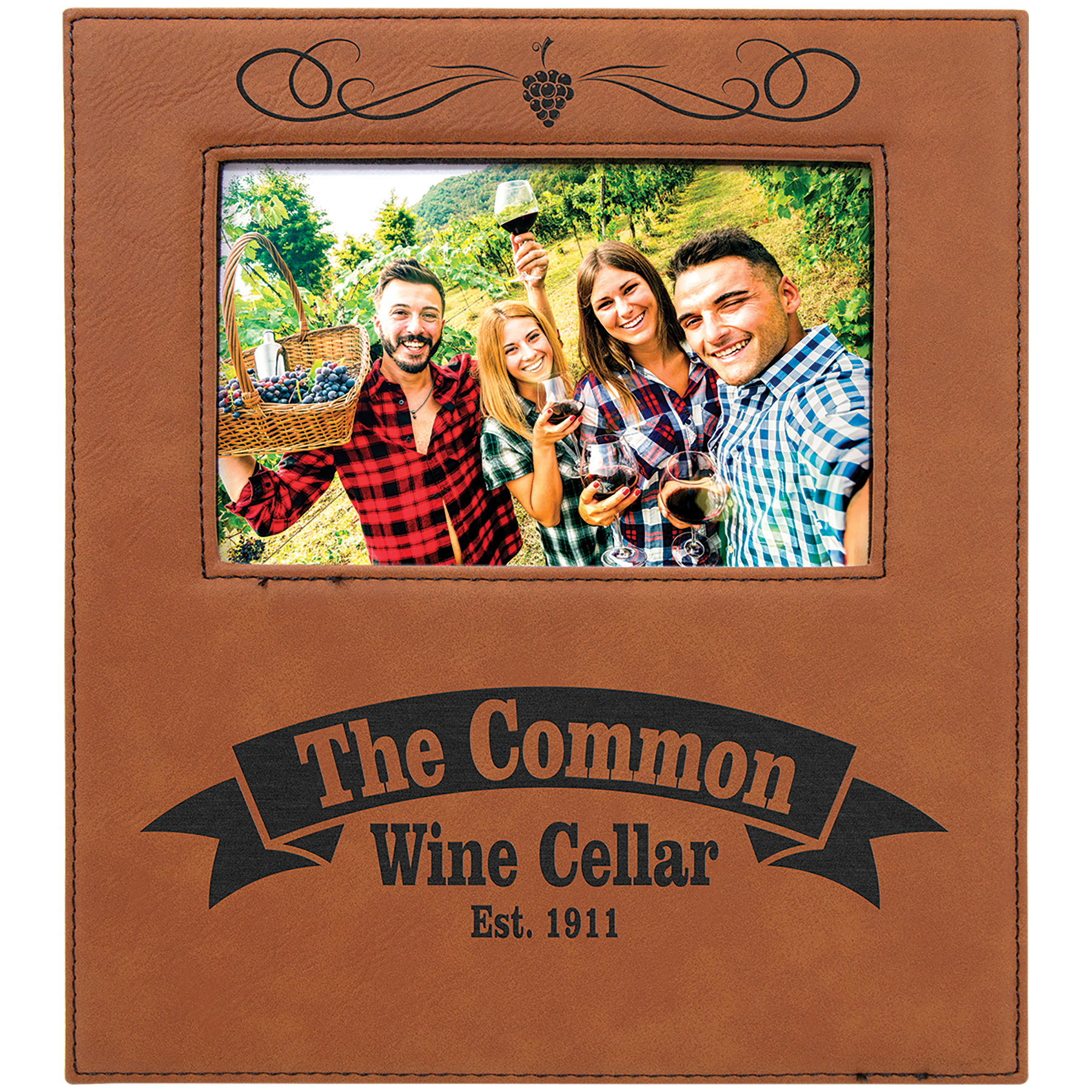 Leatherette Picture Frame with Large Engraving Area