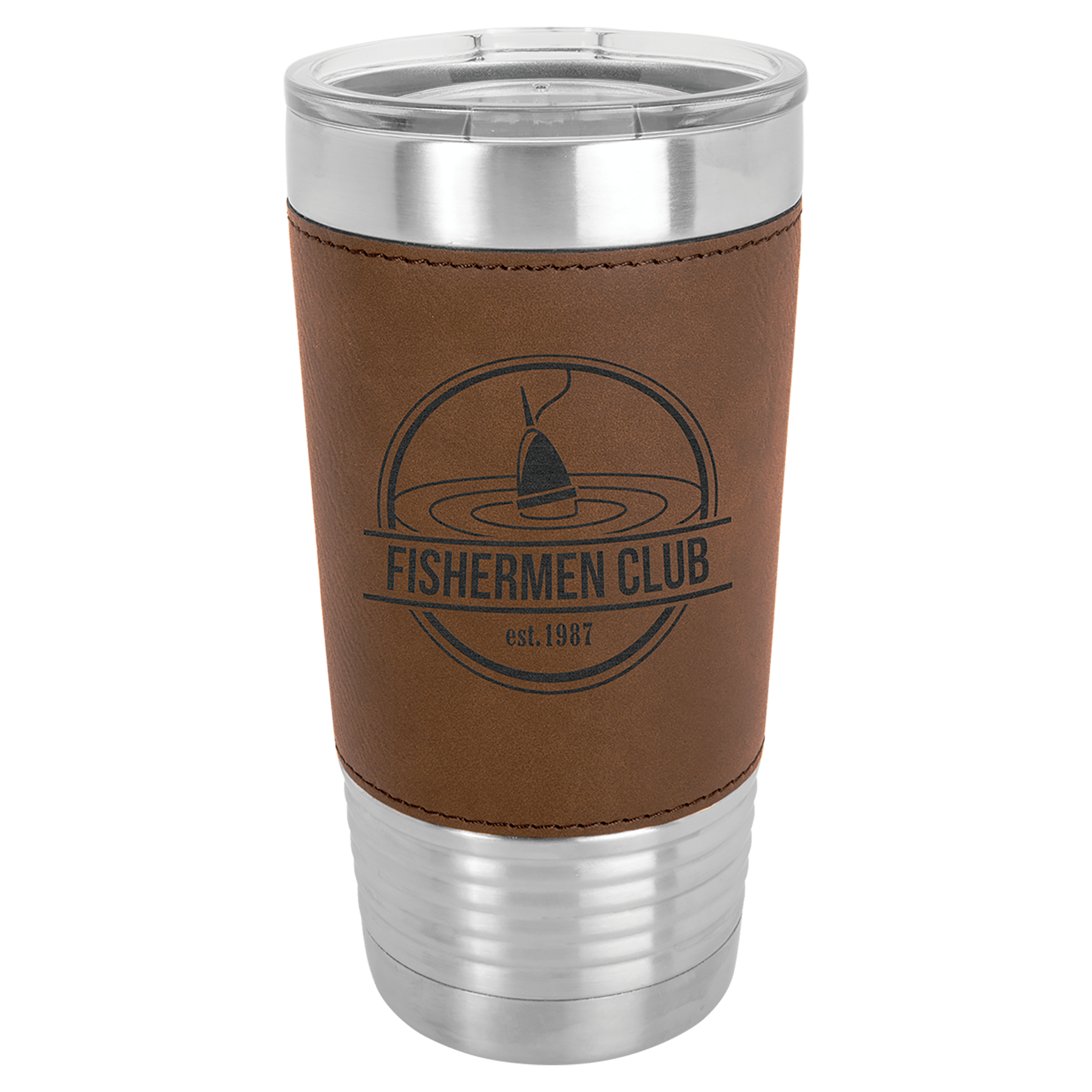 20 oz. Laserable Leatherette Tumbler with Clear Lid