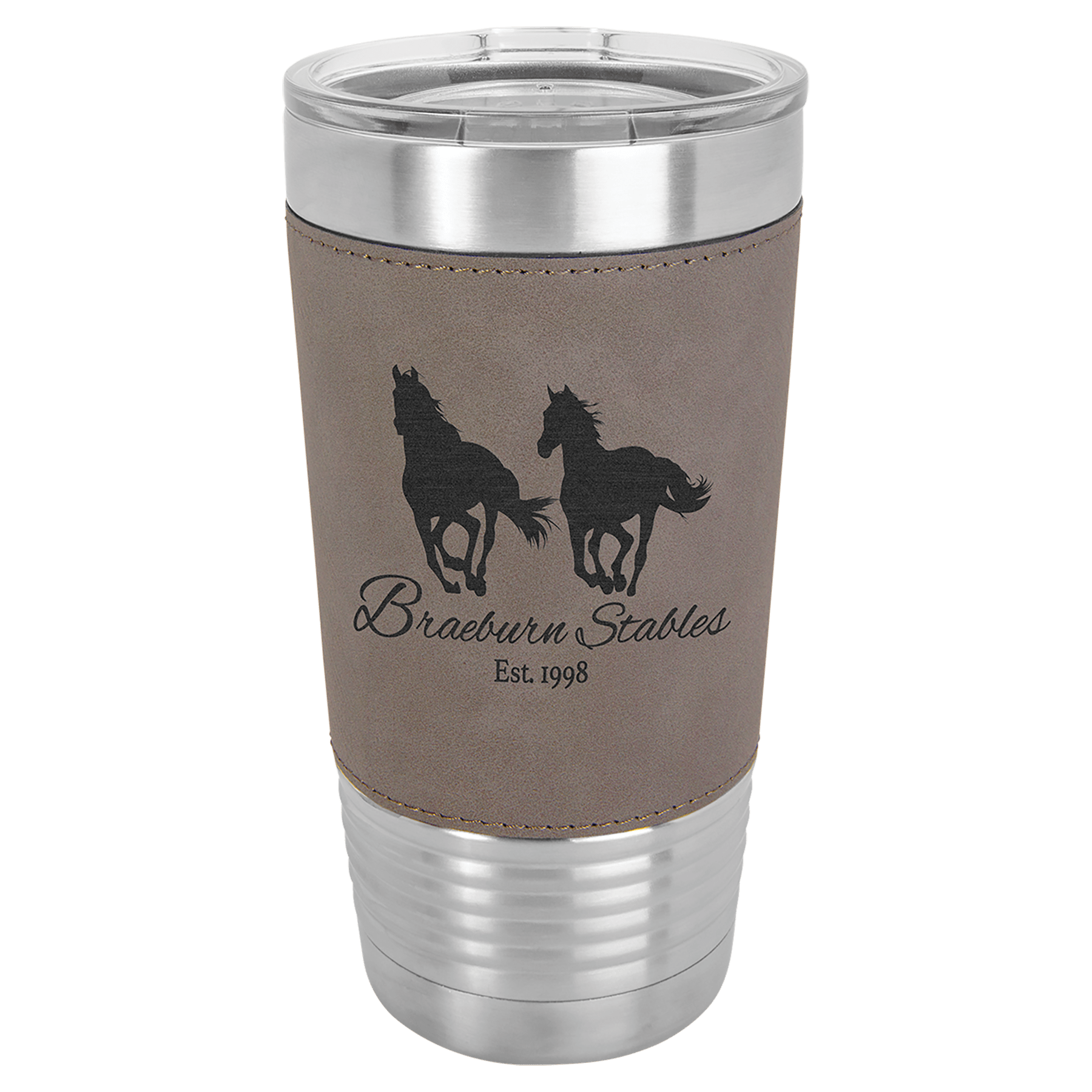 20 oz. Laserable Leatherette Tumbler with Clear Lid