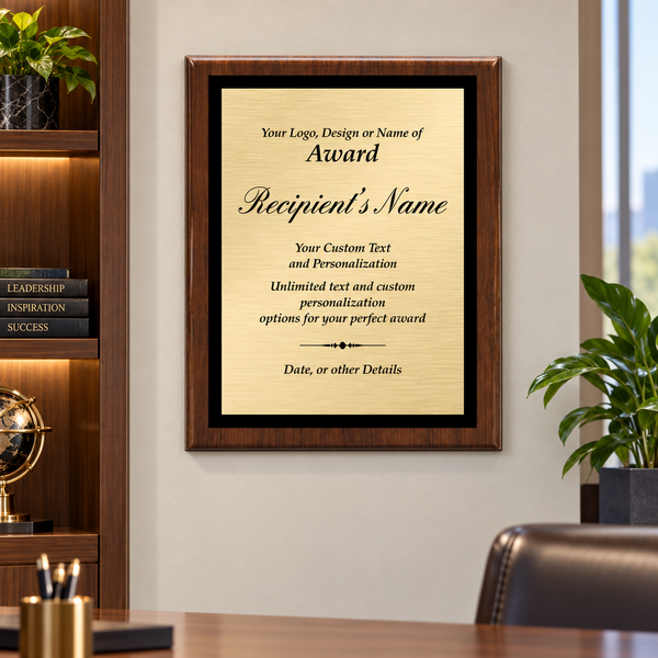 Classic Wood Plaque with Metal Plate
