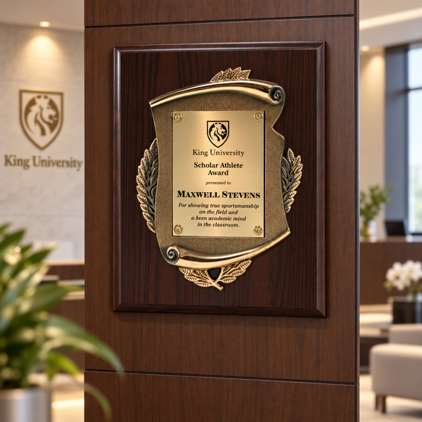 Plaque with Antique Gold Scroll Mount