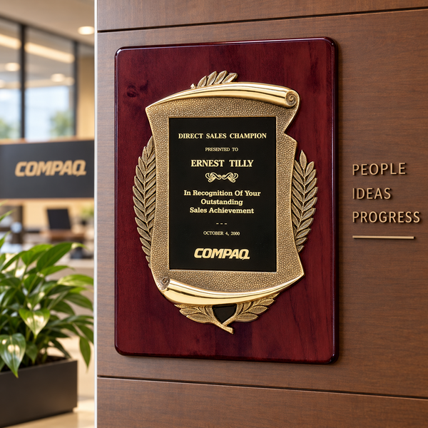Rosewood Piano Finish Plaque with Antique Bronze Casting