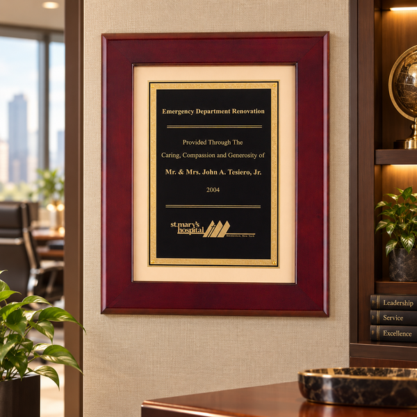 Rosewood Piano Finish Plaque with Florentine Plate