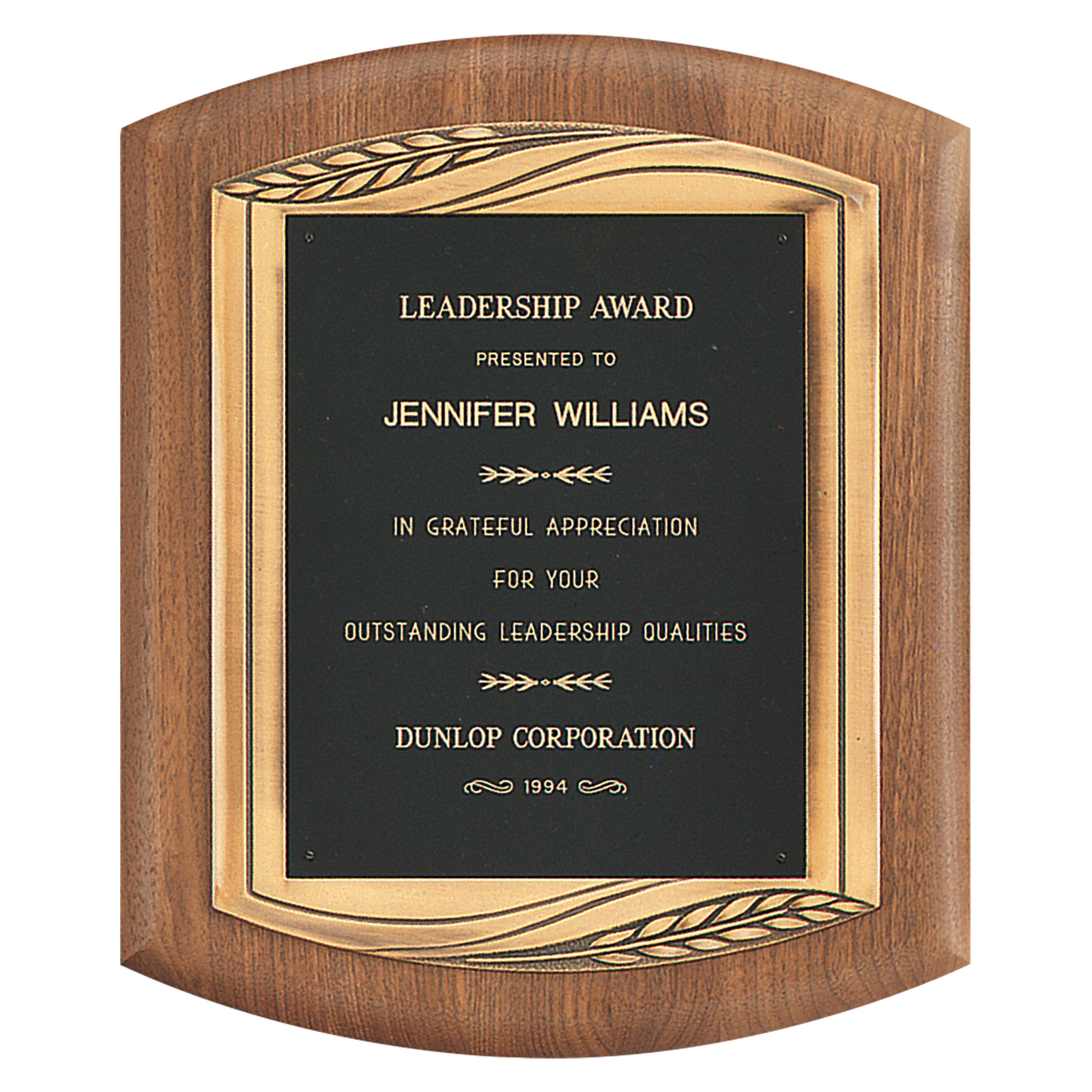 American Walnut Plaque with Antique Bronze Frame