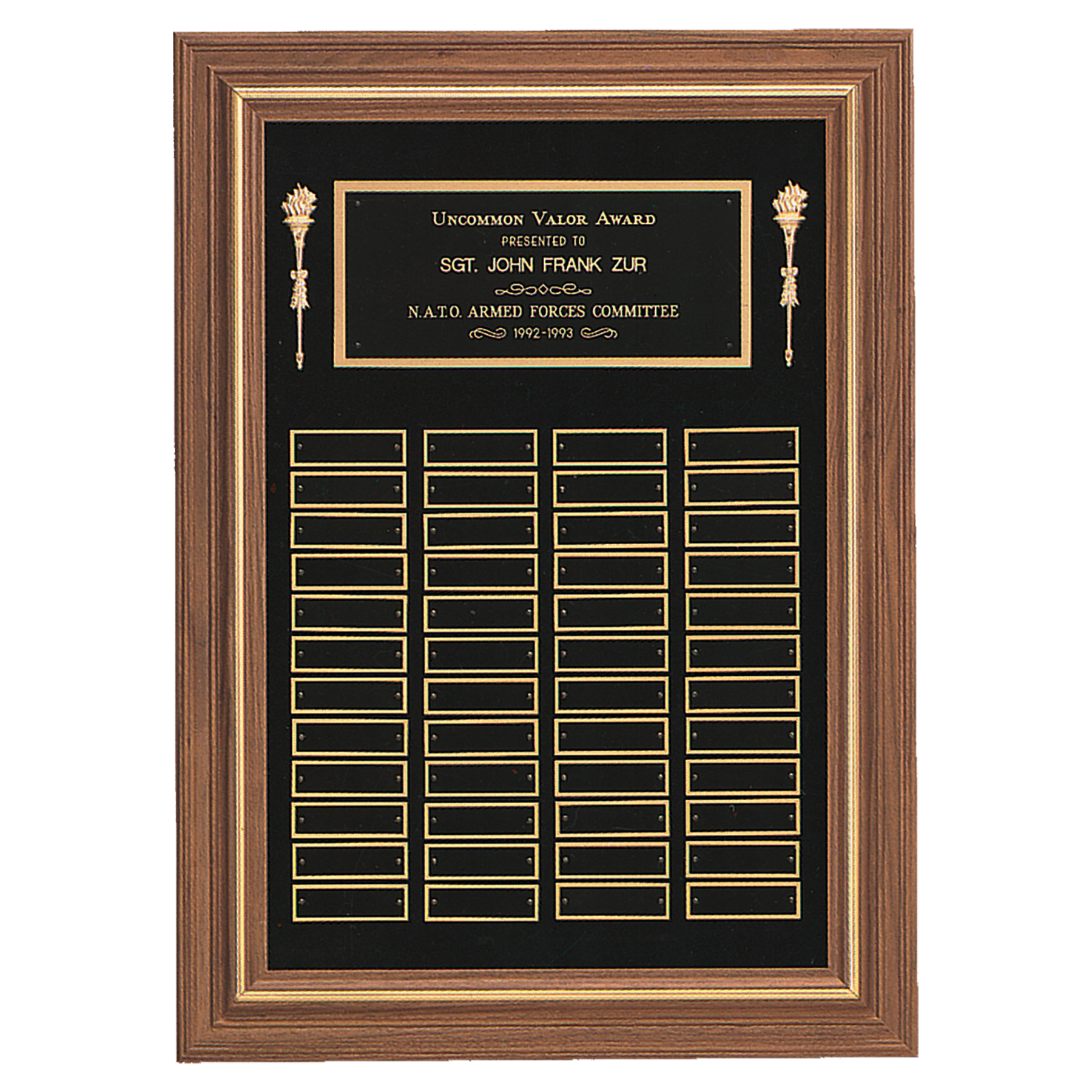 American Walnut Frame Perpetual Plaque Black Velour