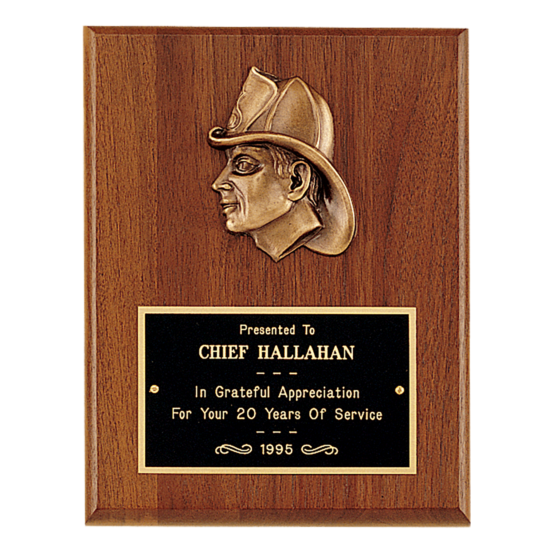 Fireman Award with Antique Bronze Finish Casting.
