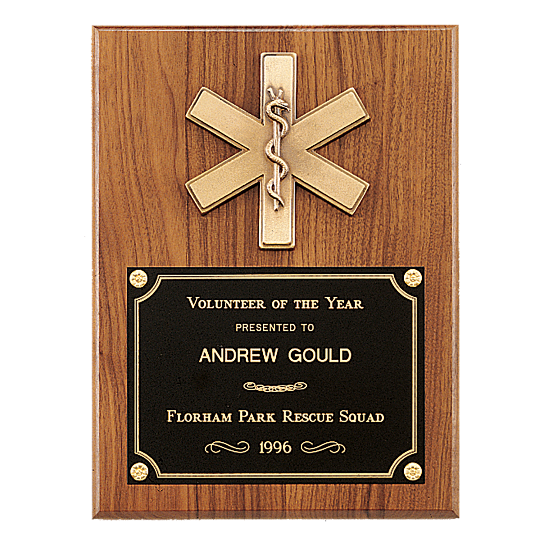 American Walnut Plaque with Emergency Medical Casting