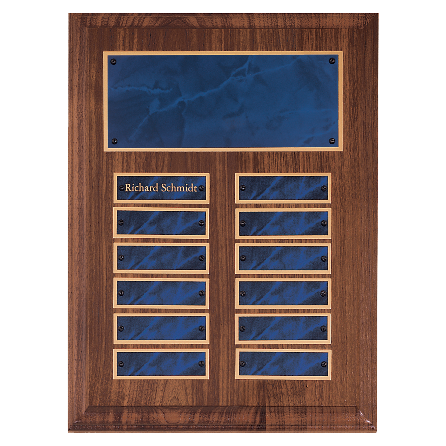 Solid American Walnut Perpetual Plaque Blue Marble Plates