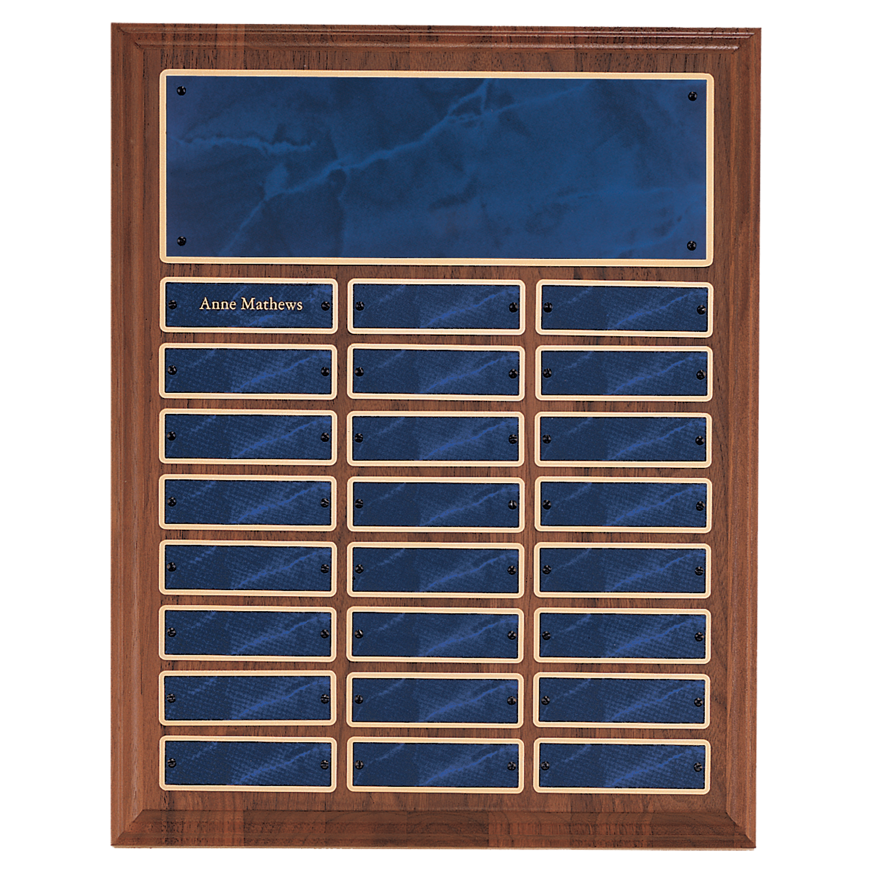 Solid American Walnut Perpetual Plaque Blue Marble Plates