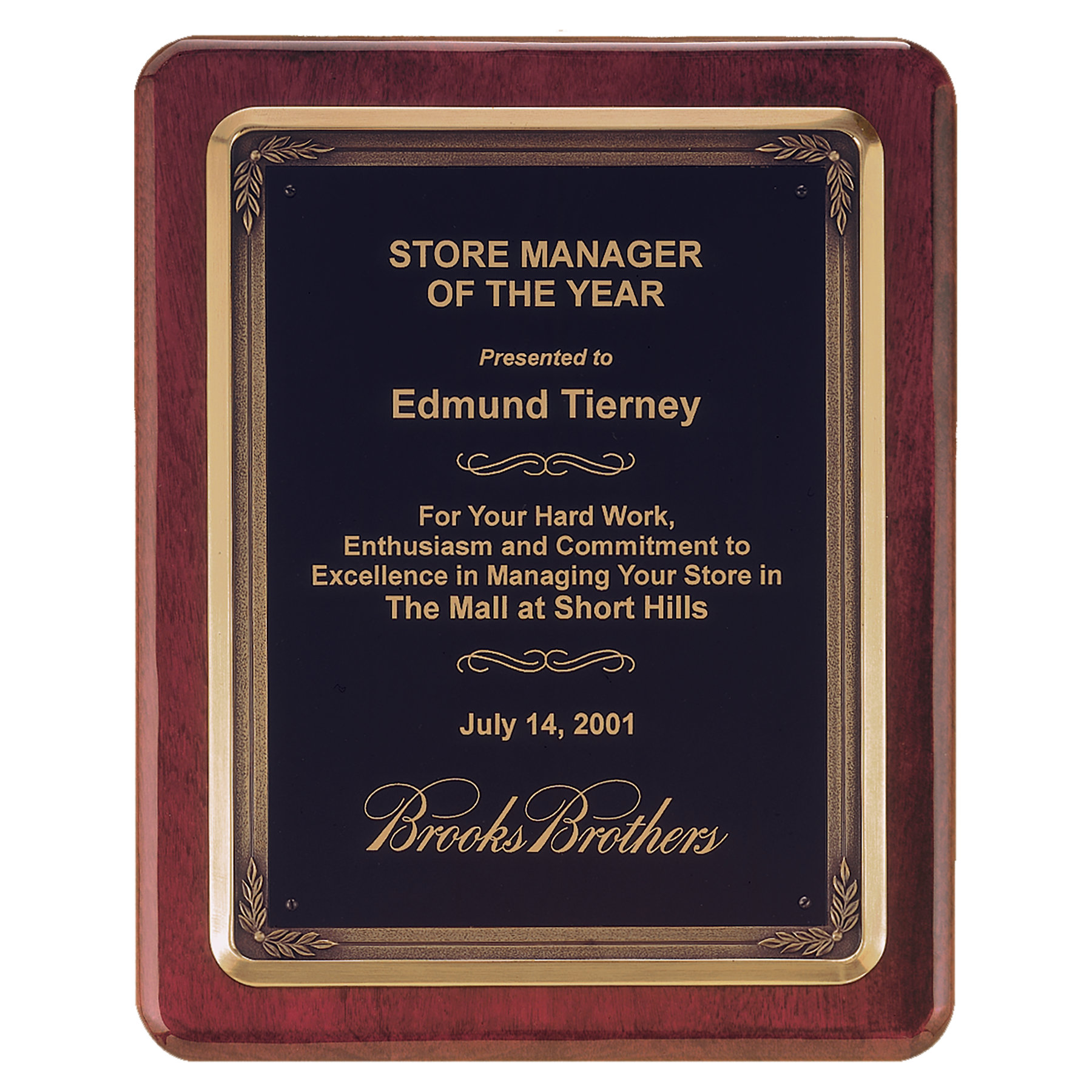 Rosewood Piano Finish Plaque