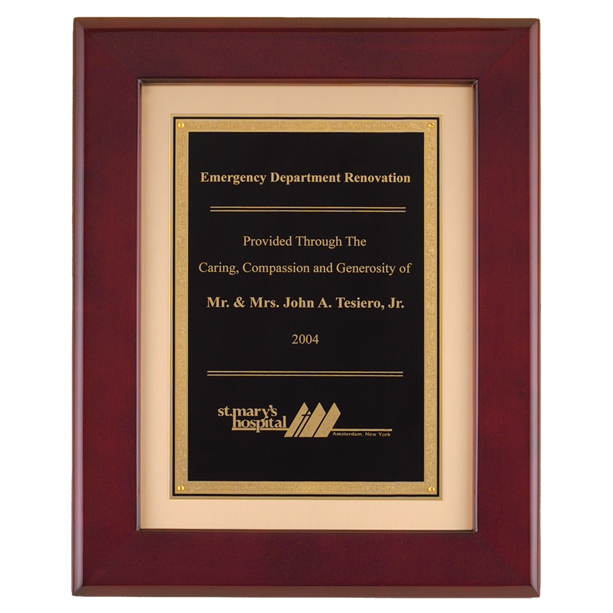 Rosewood Piano Finish Plaque with Florentine Plate