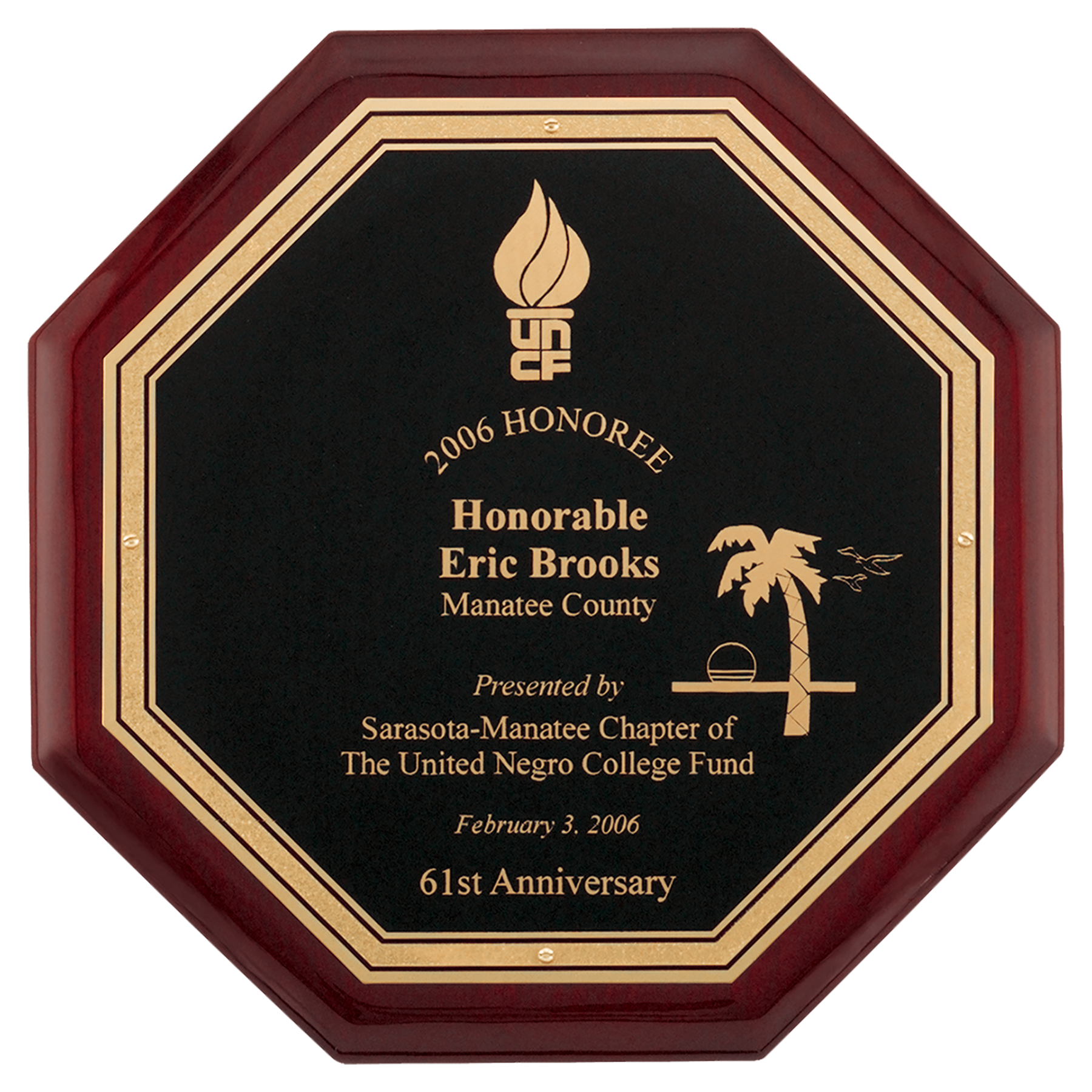 Octagonal Rosewood Piano Finish Plaque