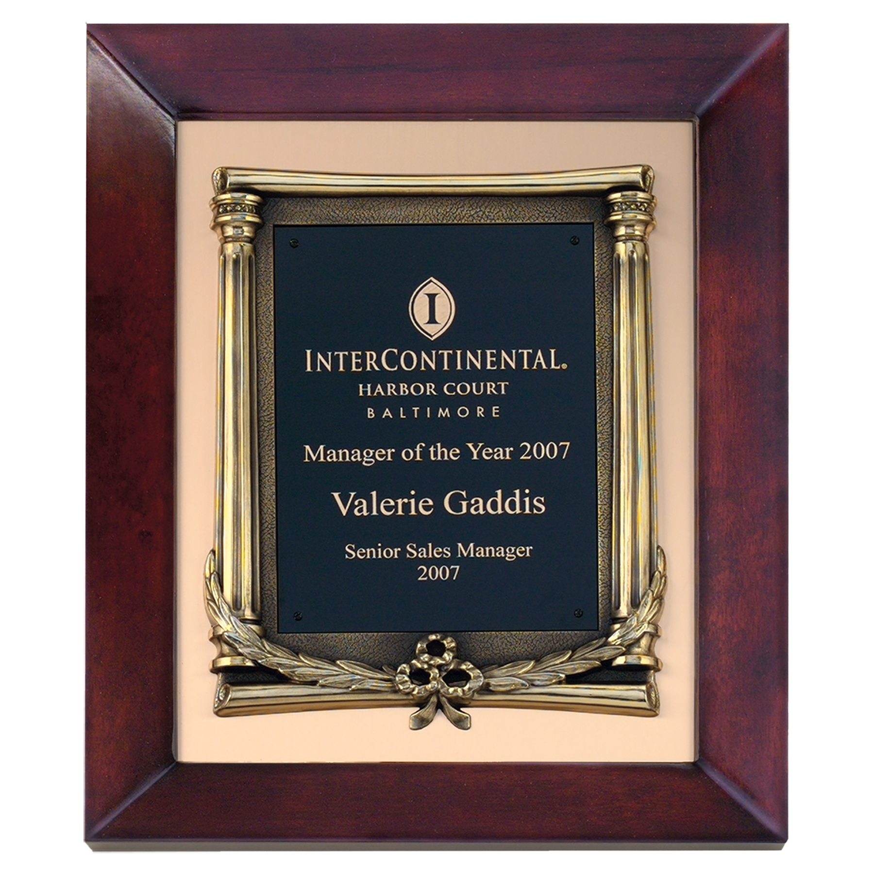 Cherry Finish Wood Frame Plaque with Wreath