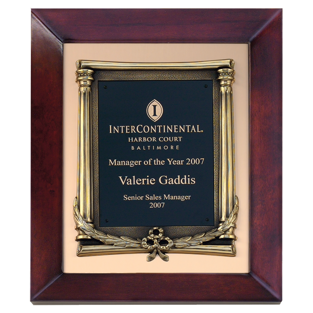 Cherry Finish Wood Frame Plaque with Wreath