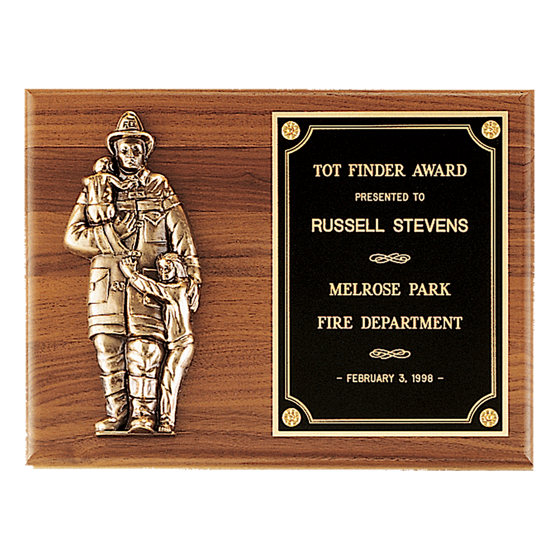 Fireman Plaque with Antique Bronze Finish Casting.