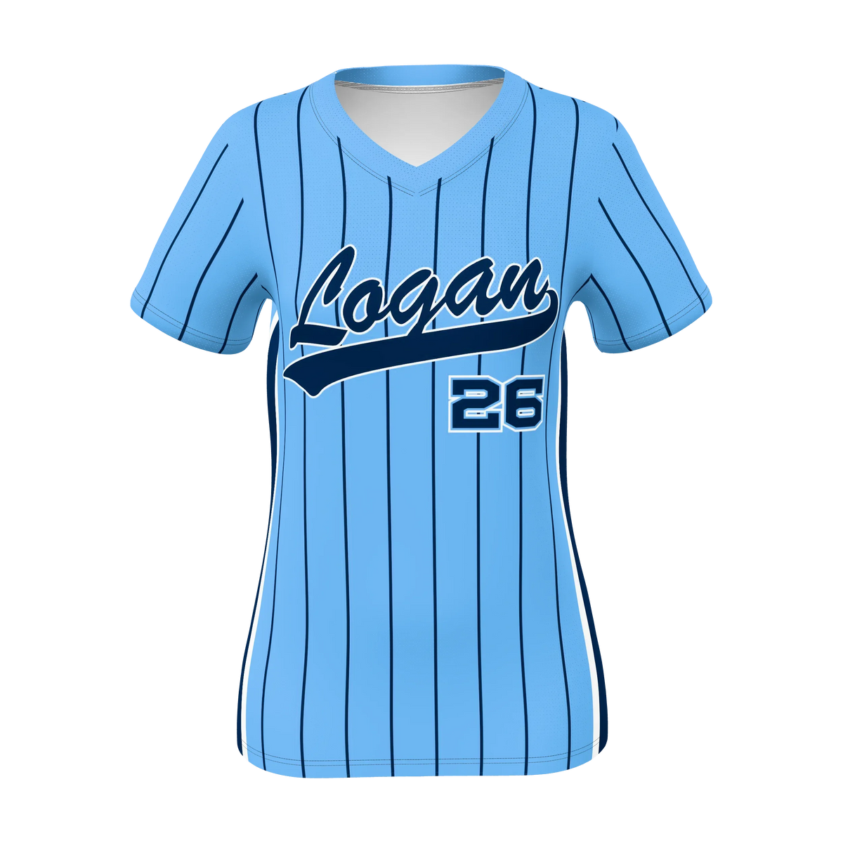 Custom Sublimated Women's Short Sleeve V-Neck T-Shirt — softball supplier alternate view 1
