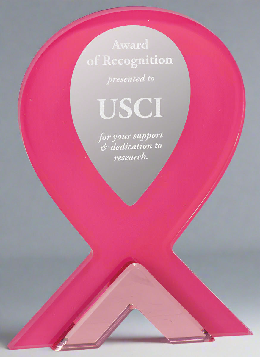Pink Ribbon Stand-up Acrylic Award