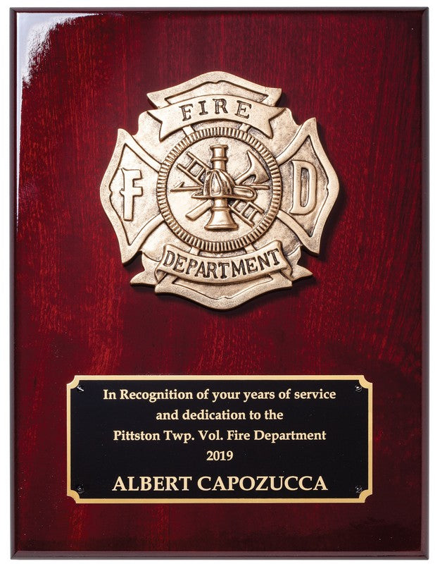 Fireman Rosewood Piano Finish Plaque