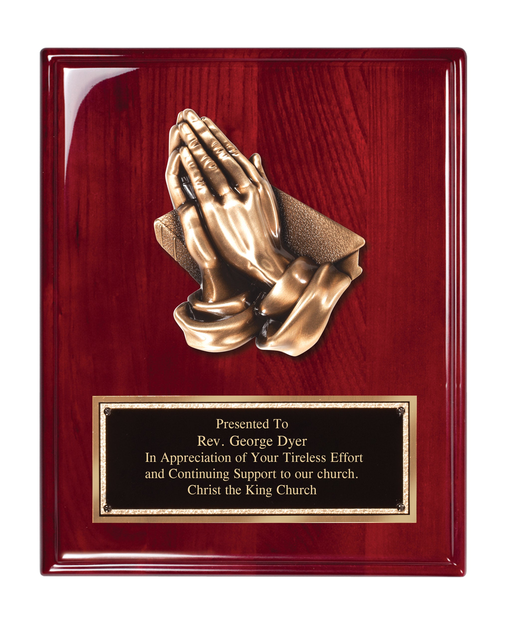 Praying Hands Rosewood Piano Finish Plaque