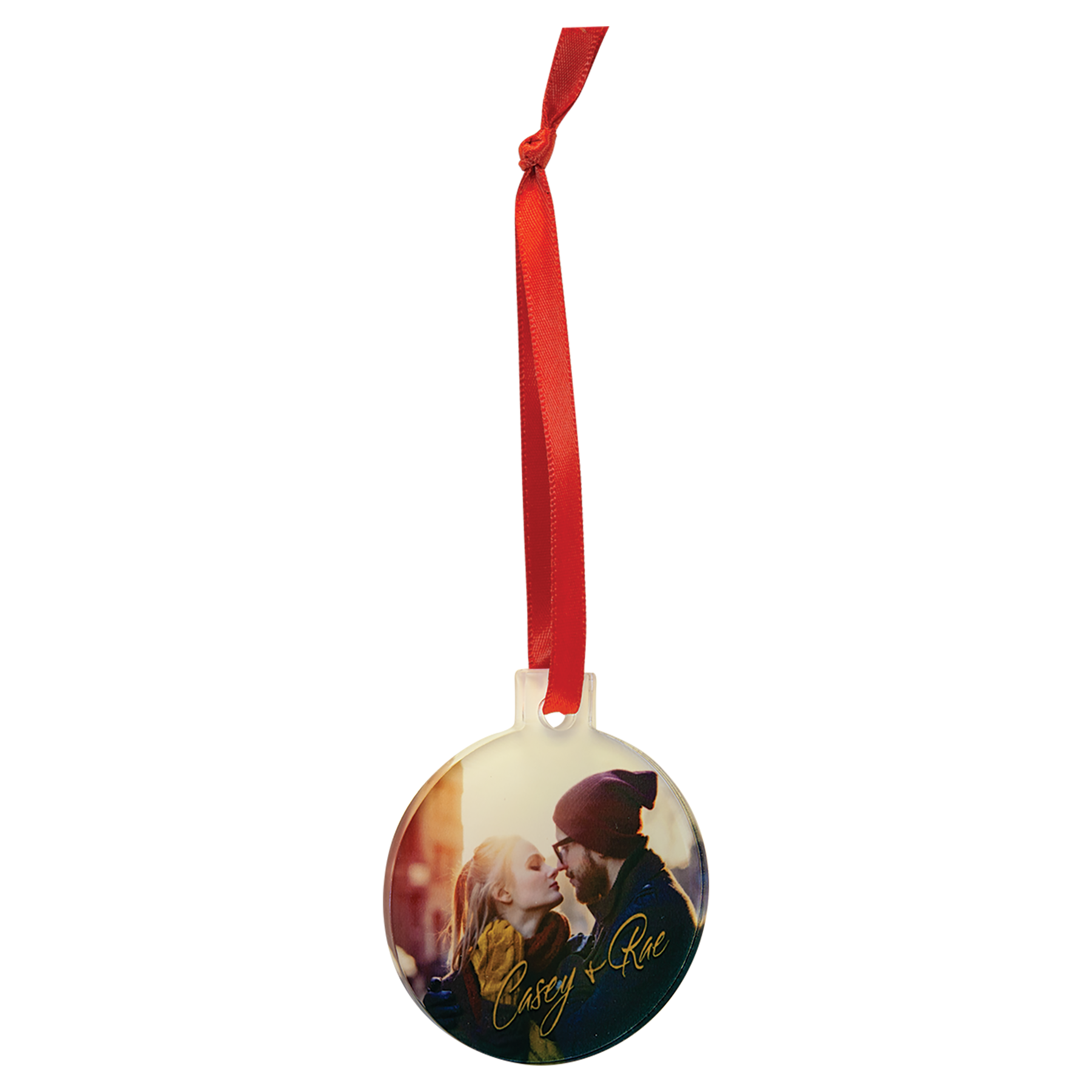 Full Color Acrylic Ornament with Red Ribbon