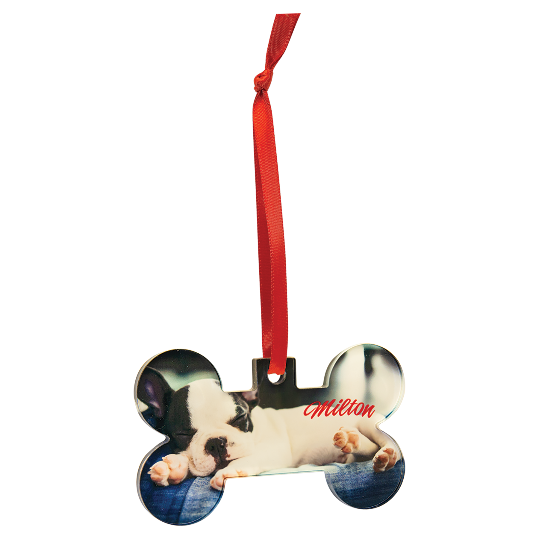 Full Color Acrylic Ornament with Red Ribbon