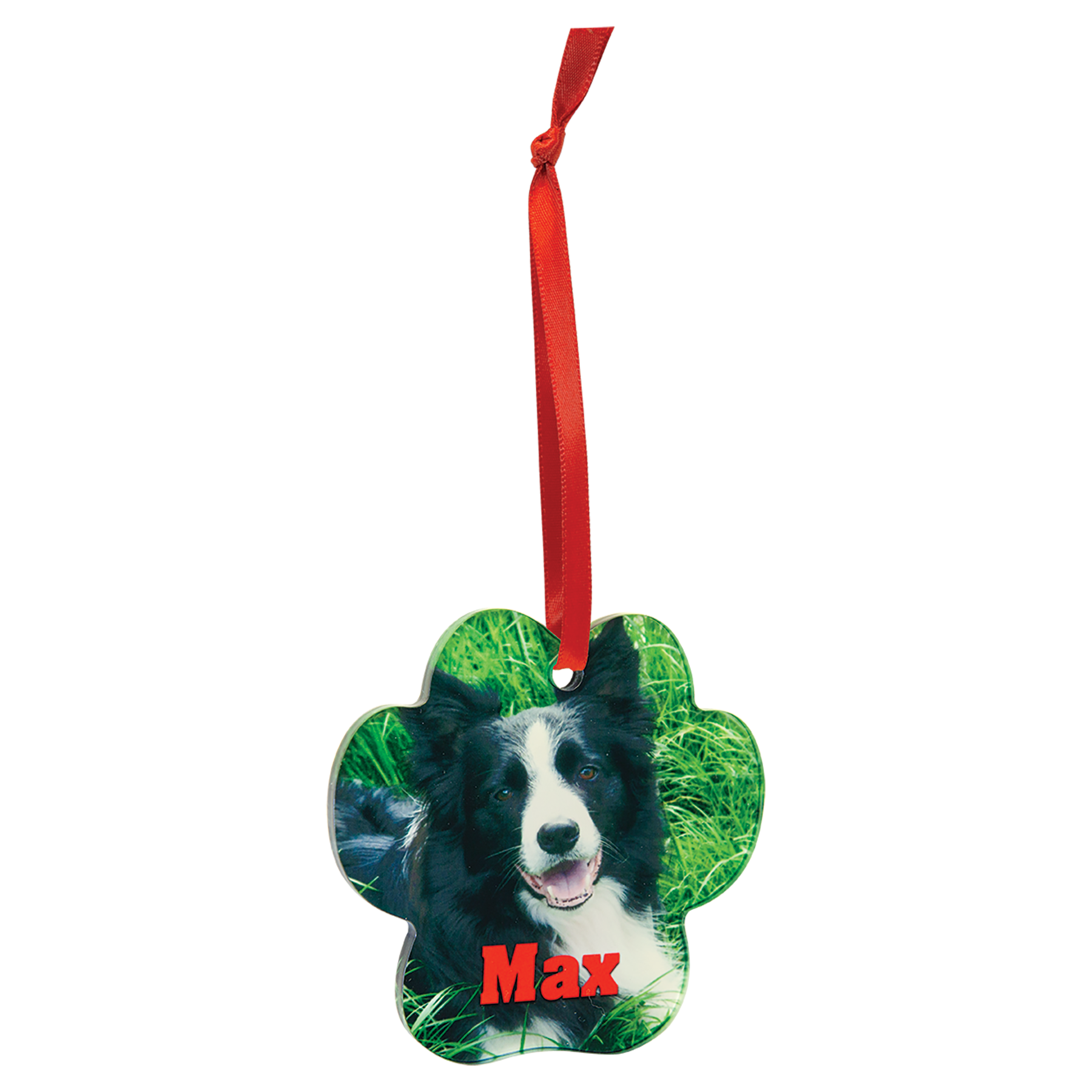 Full Color Acrylic Ornament with Red Ribbon