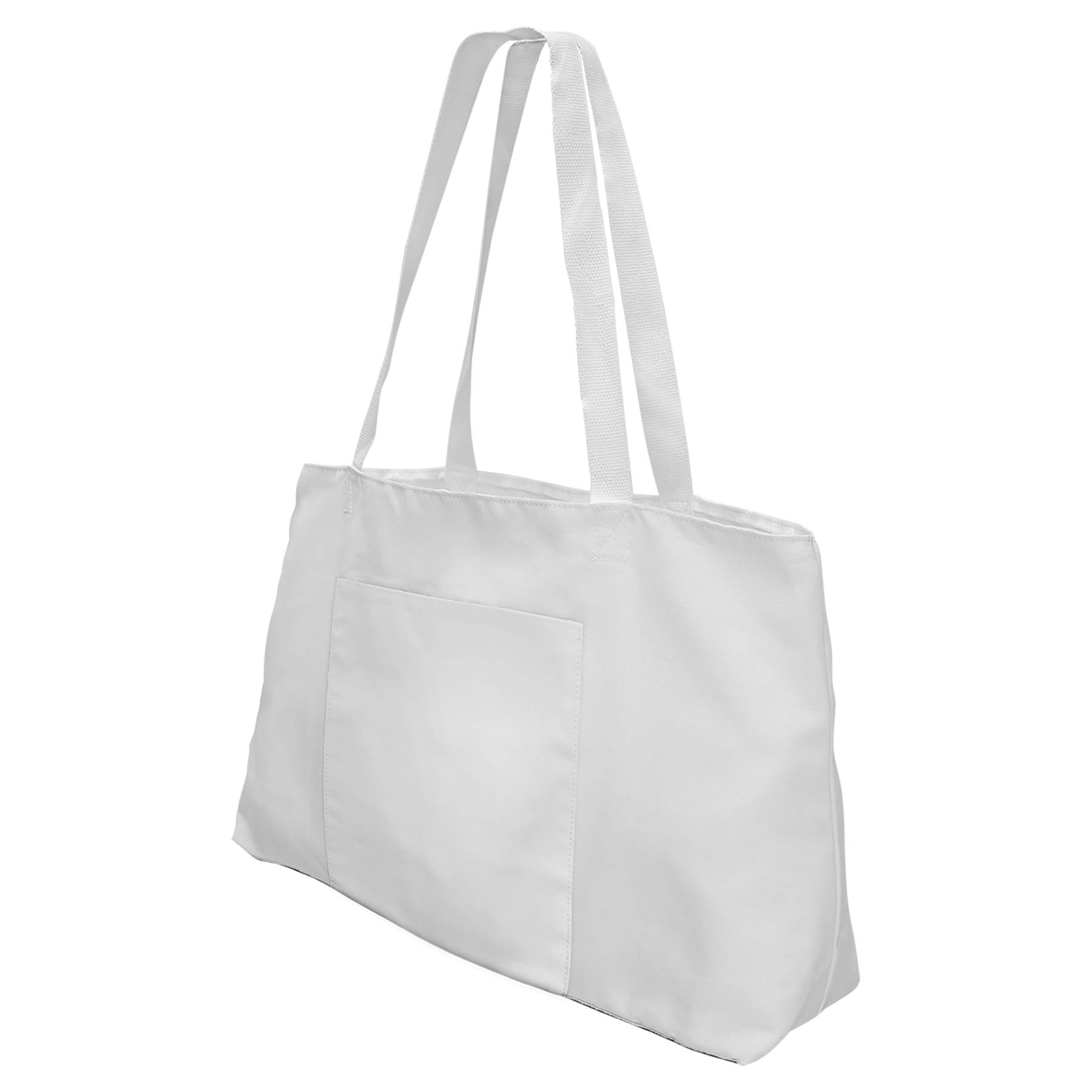White Canvas Full Color Bag with Leatherette Bottom