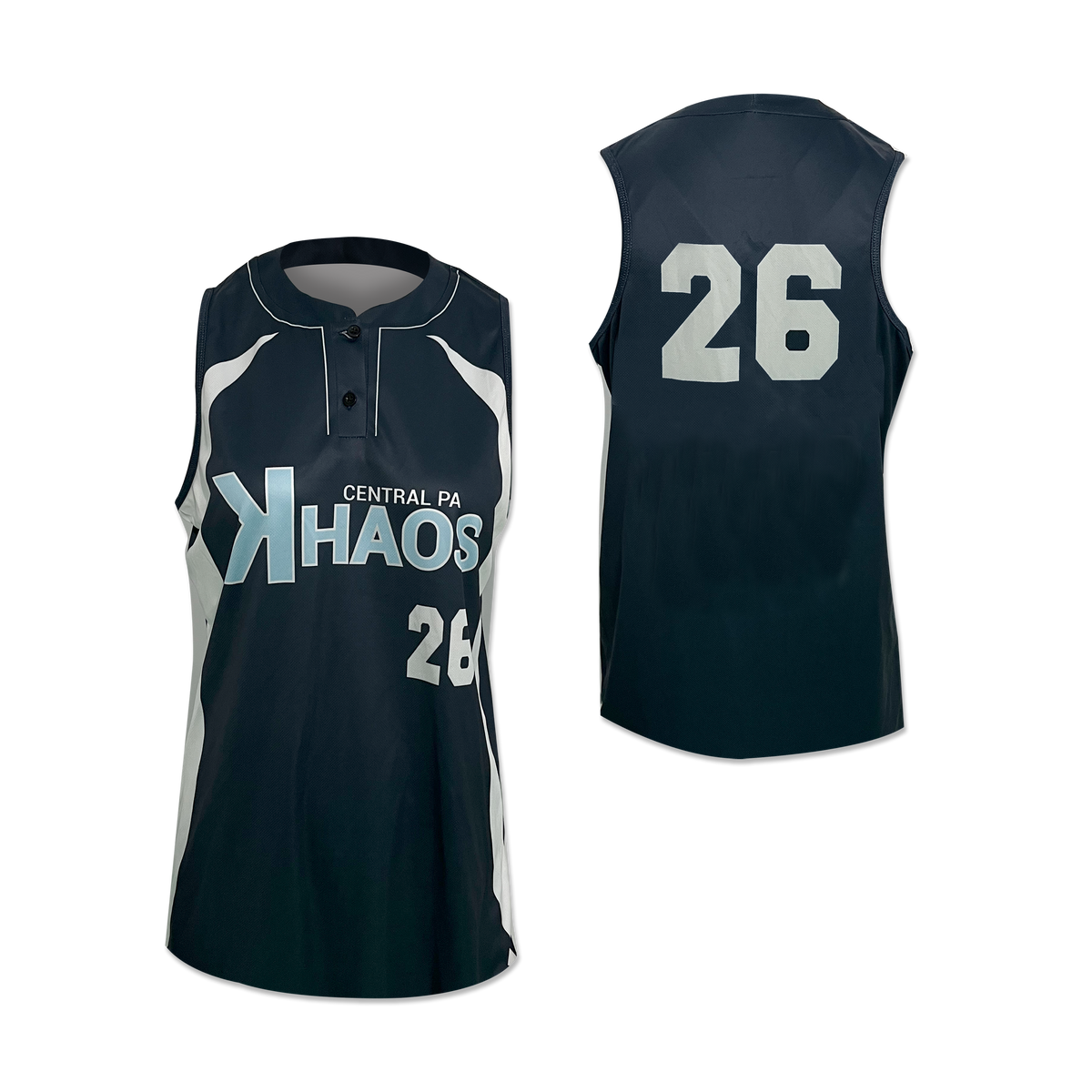 Custom Sublimated Women's & Girls' Two-Button Sleeveless Softball Jersey — supplier alternate design