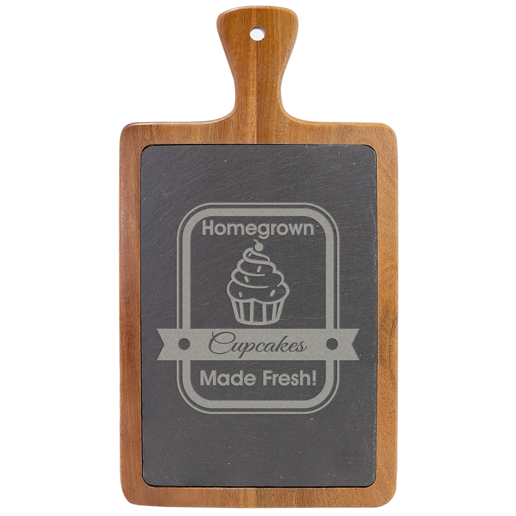 Paddle Shaped Cutting Board -Acacia Wood/Slate