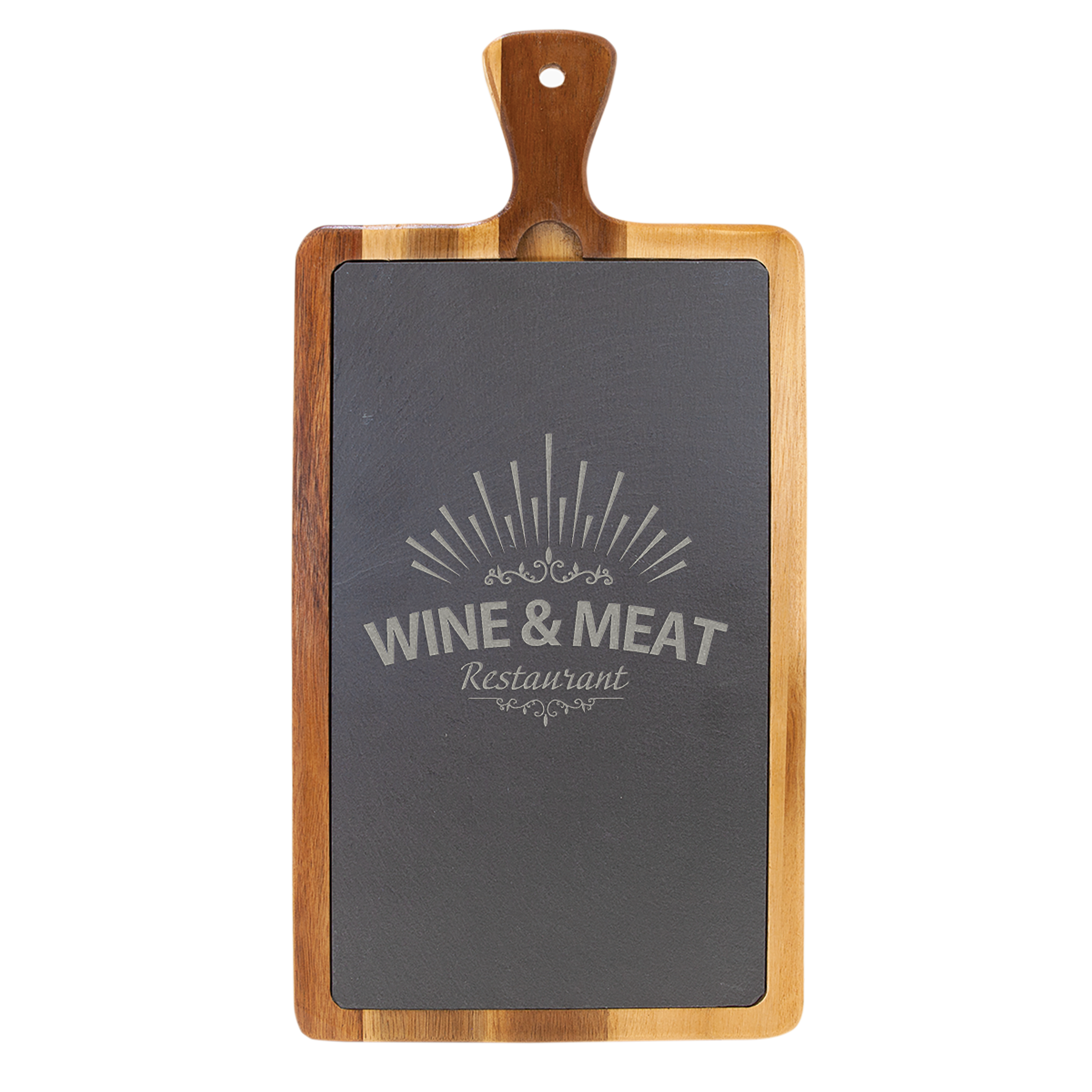 Paddle Shaped Cutting Board -Acacia Wood/Slate