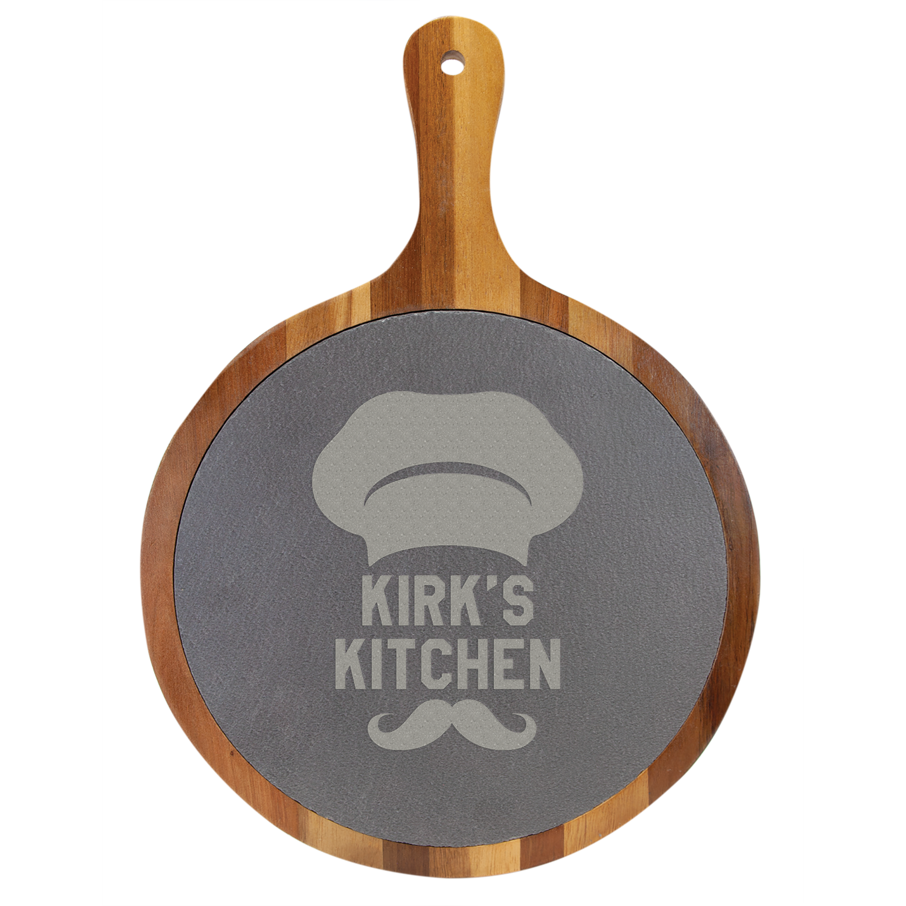 Round Paddle Shaped Cutting Board -Acacia Wood/Slate