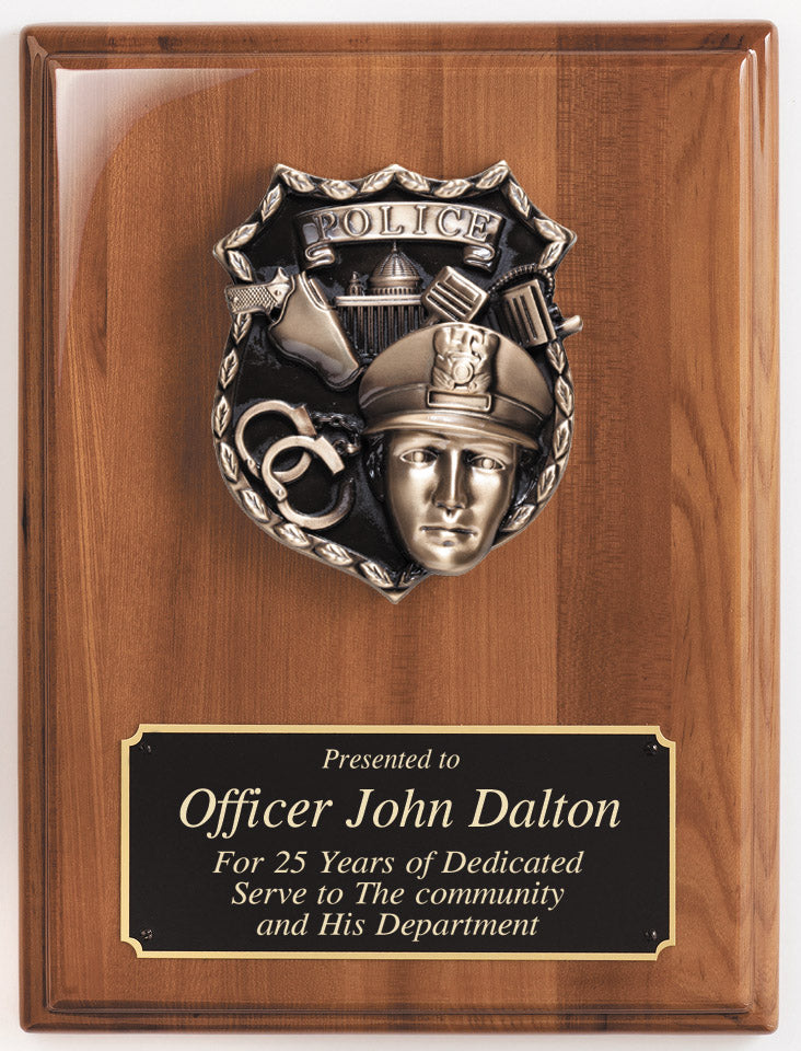 Police Walnut Piano Finish Plaque