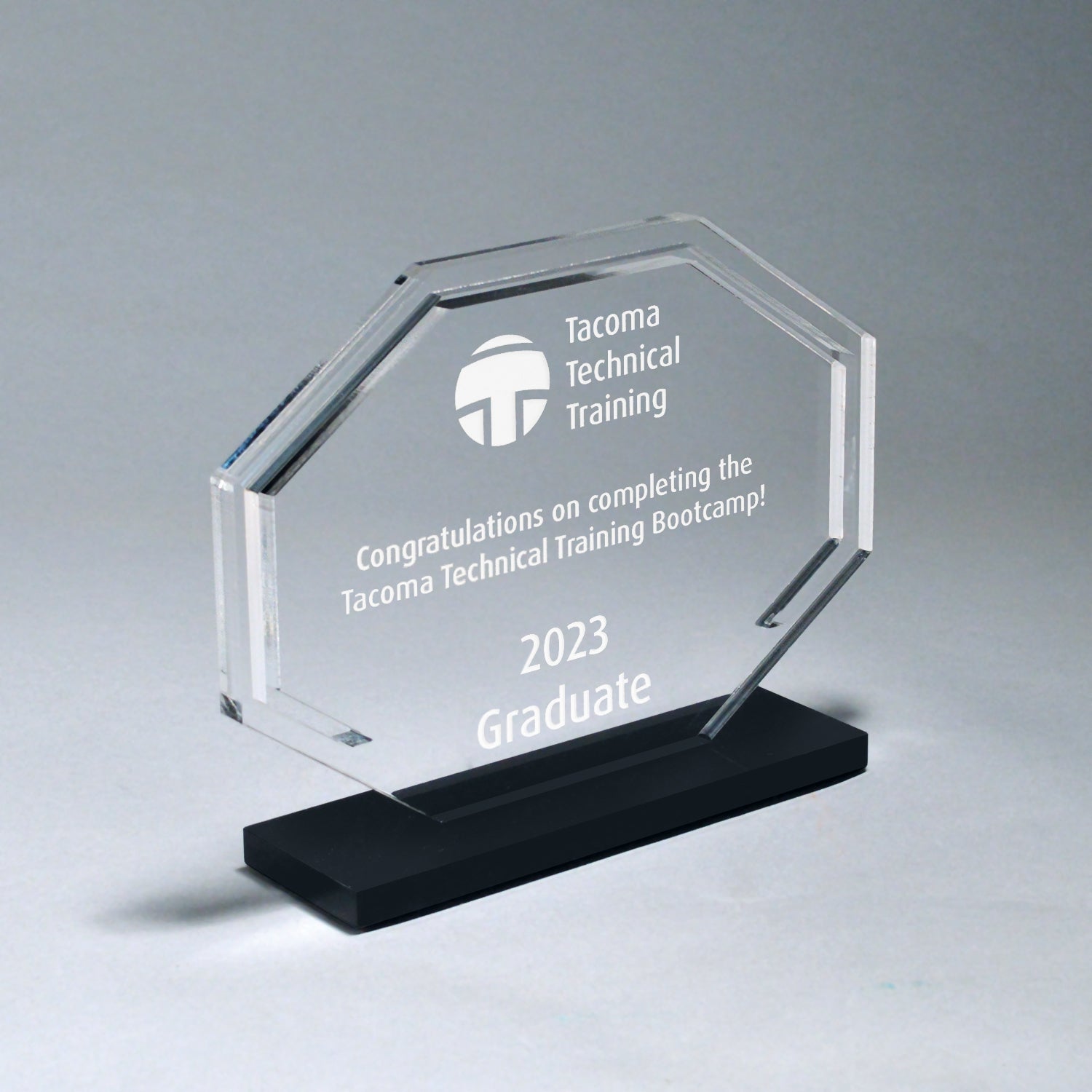 Octagon Acrylic Award with Black Base