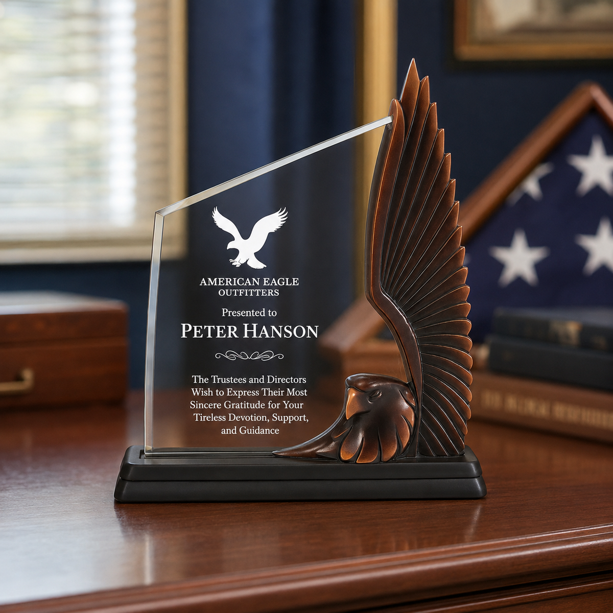 Upright Wing Eagle Acrylic Award