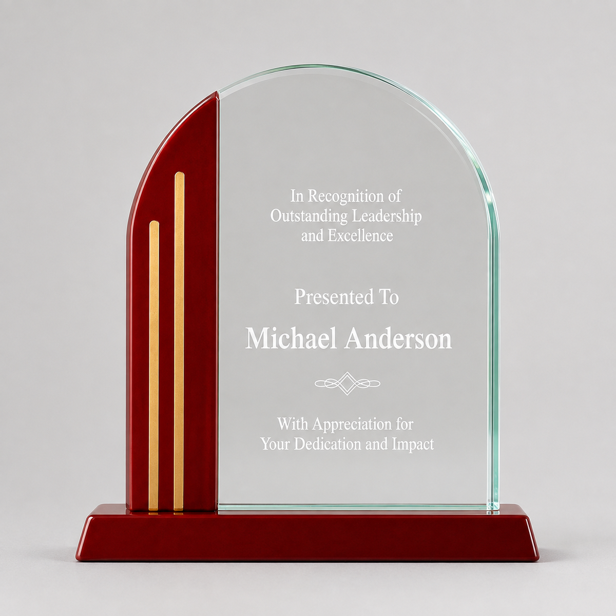 Arch Jade Acrylic Award on Rosewood Base